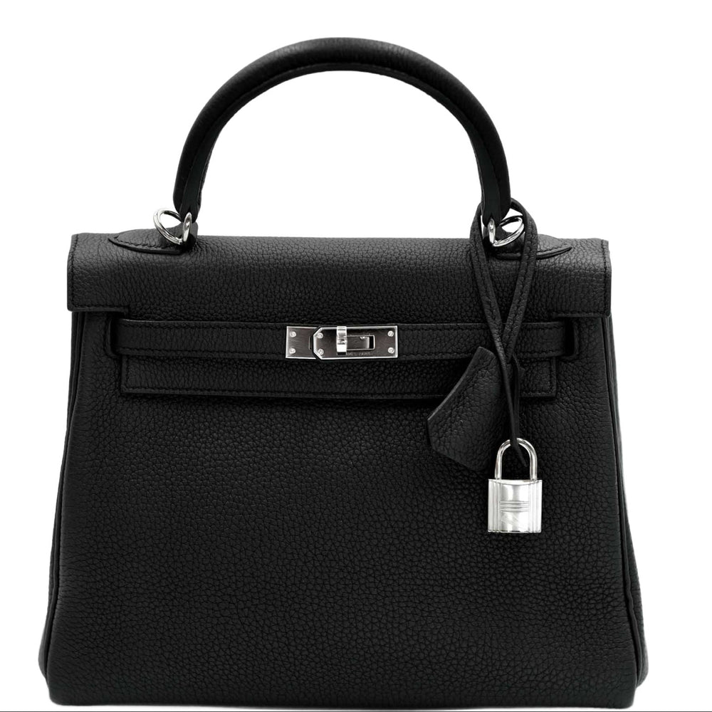 Hermès Kelly 25 Retourne Black Togo Palladium Hardware