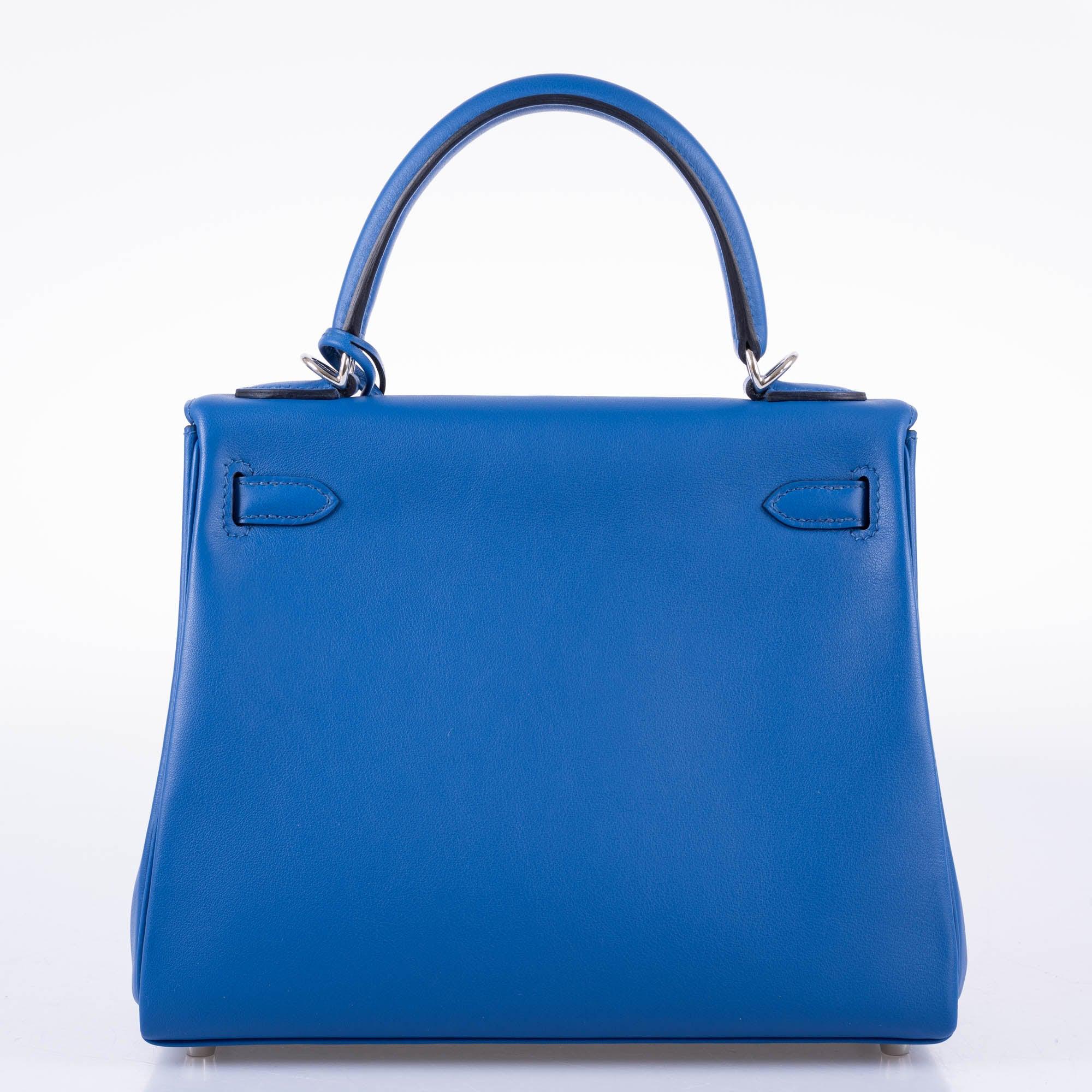 Hermès Kelly 25 Retourne Blue France Swift Palladium Hardware