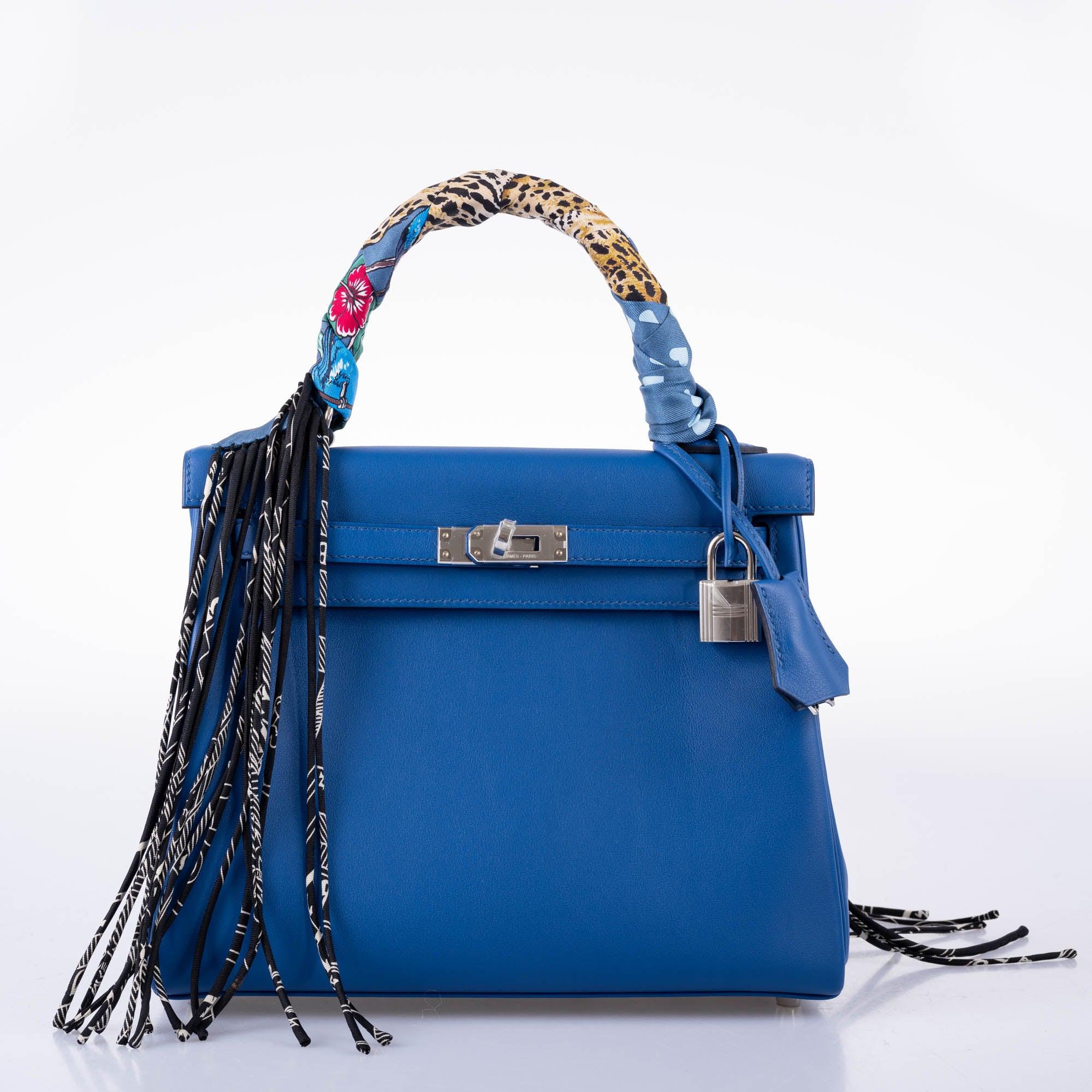 Hermès Kelly 25 Retourne Blue France Swift Palladium Hardware