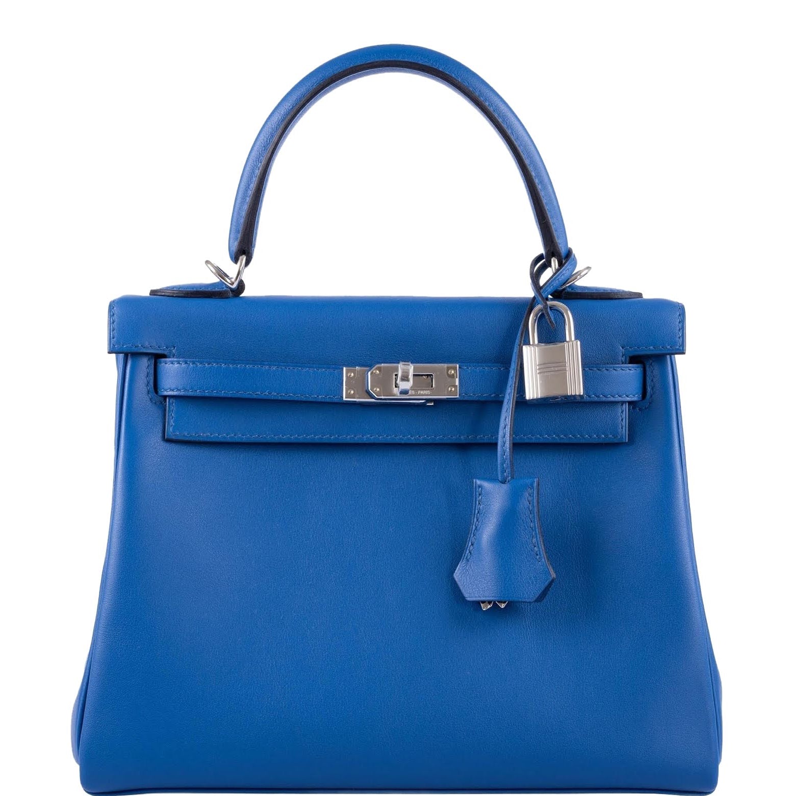 Hermès Kelly 25 Retourne Blue France Swift Palladium Hardware