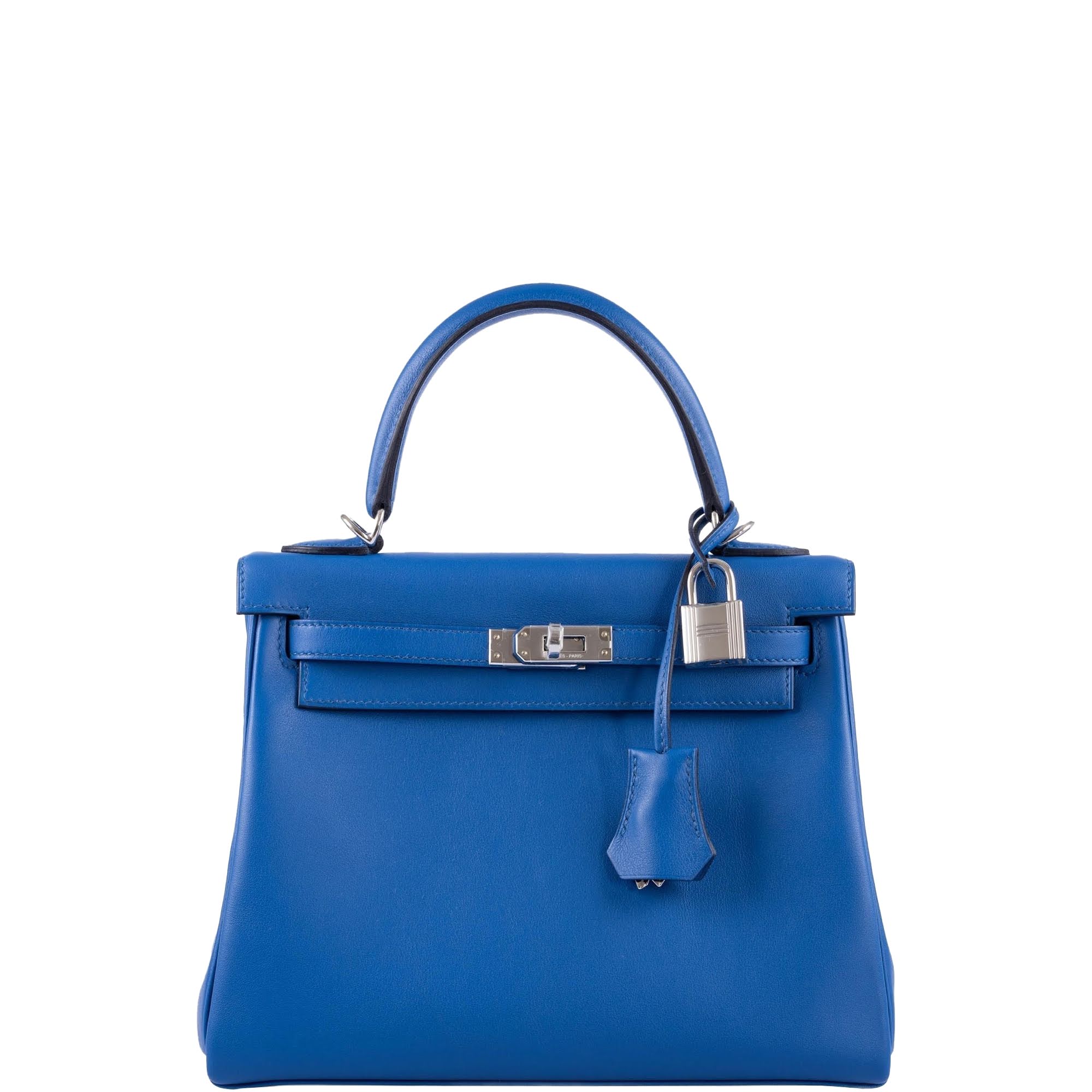 Hermès Kelly 25 Retourne Blue France Swift Palladium Hardware