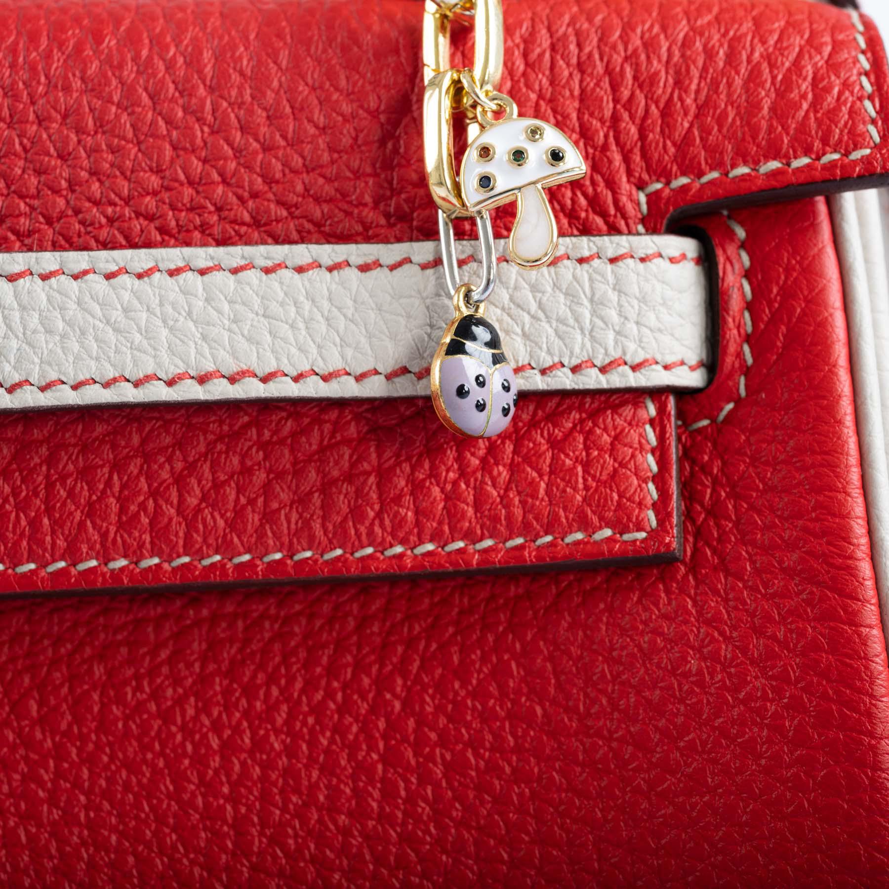 Hermès Kelly 25 Retourne HSS Rouge de Coeur/Craie Togo Brushed Gold Hardware