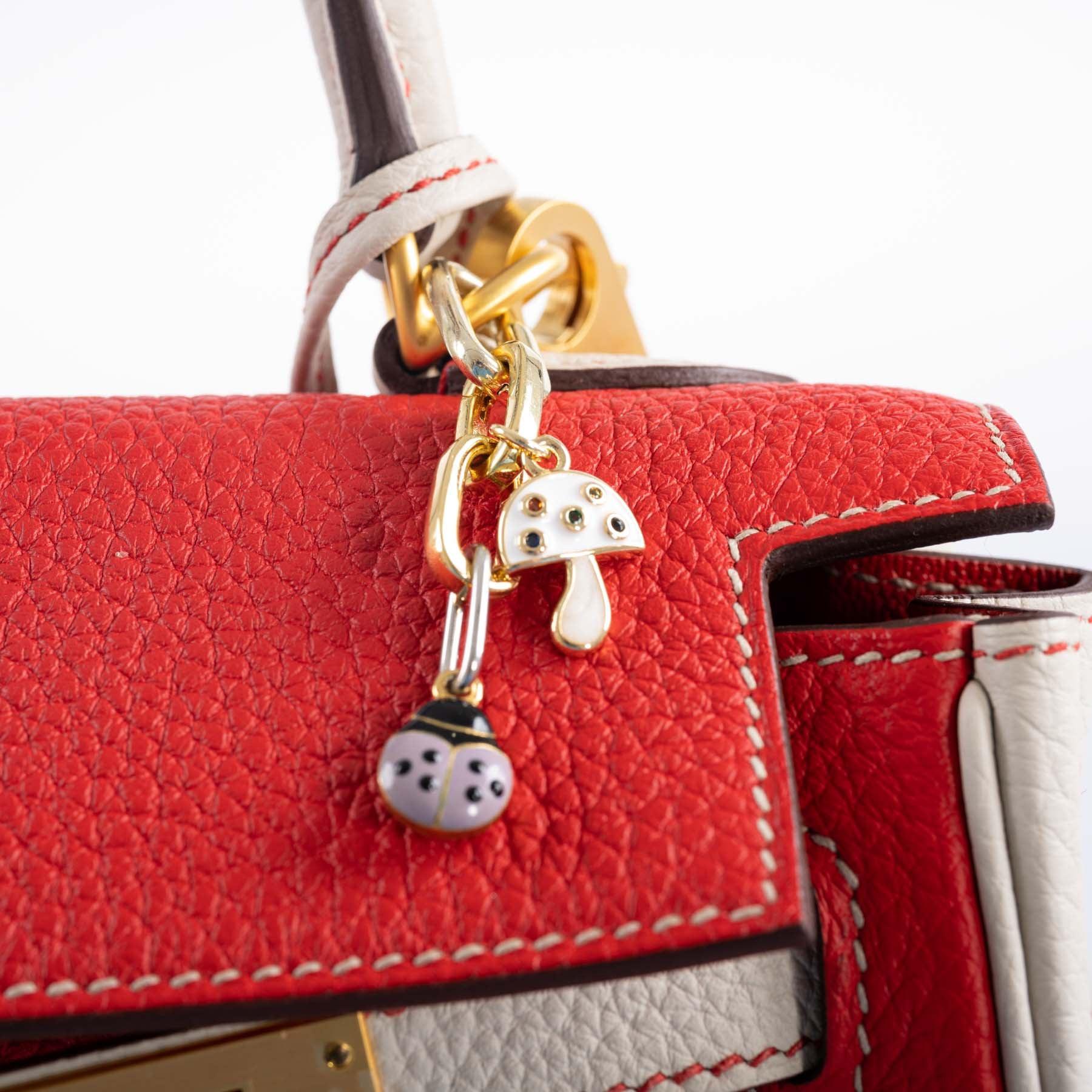 Hermès Kelly 25 Retourne HSS Rouge de Coeur/Craie Togo Brushed Gold Hardware