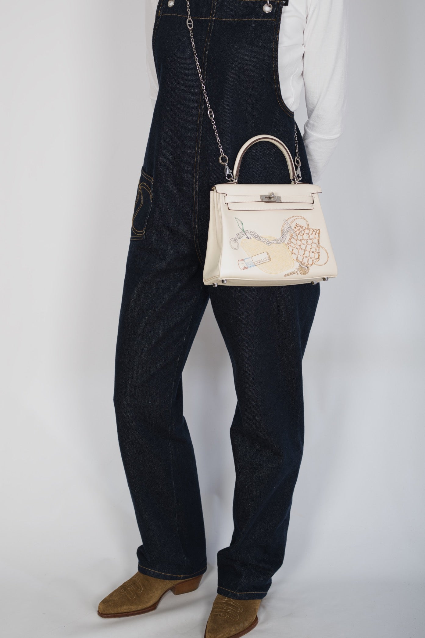 Hermès Kelly 25 Retourne In & Out Nata Swift Palladium Hardware