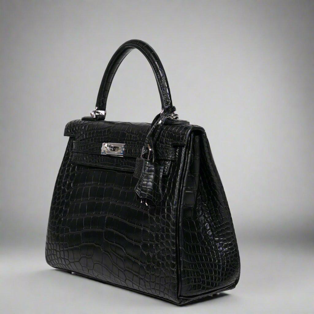 Hermès Kelly 25 Retourne Matte Black Alligator Palladium Hardware