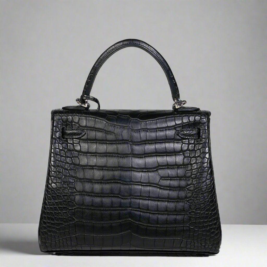 Hermès Kelly 25 Retourne Matte Black Alligator Palladium Hardware