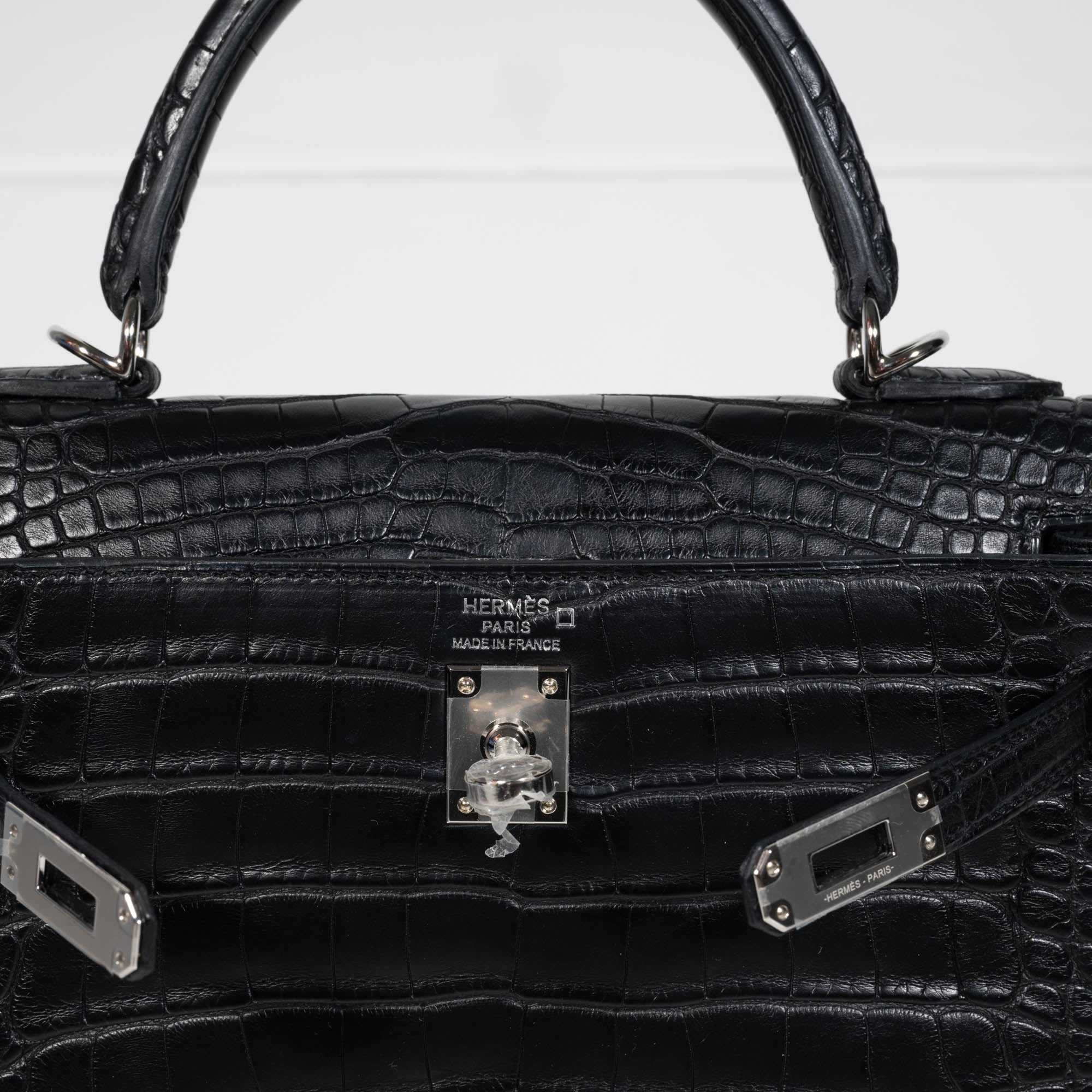 Hermès Kelly 25 Retourne Matte Black Alligator Palladium Hardware