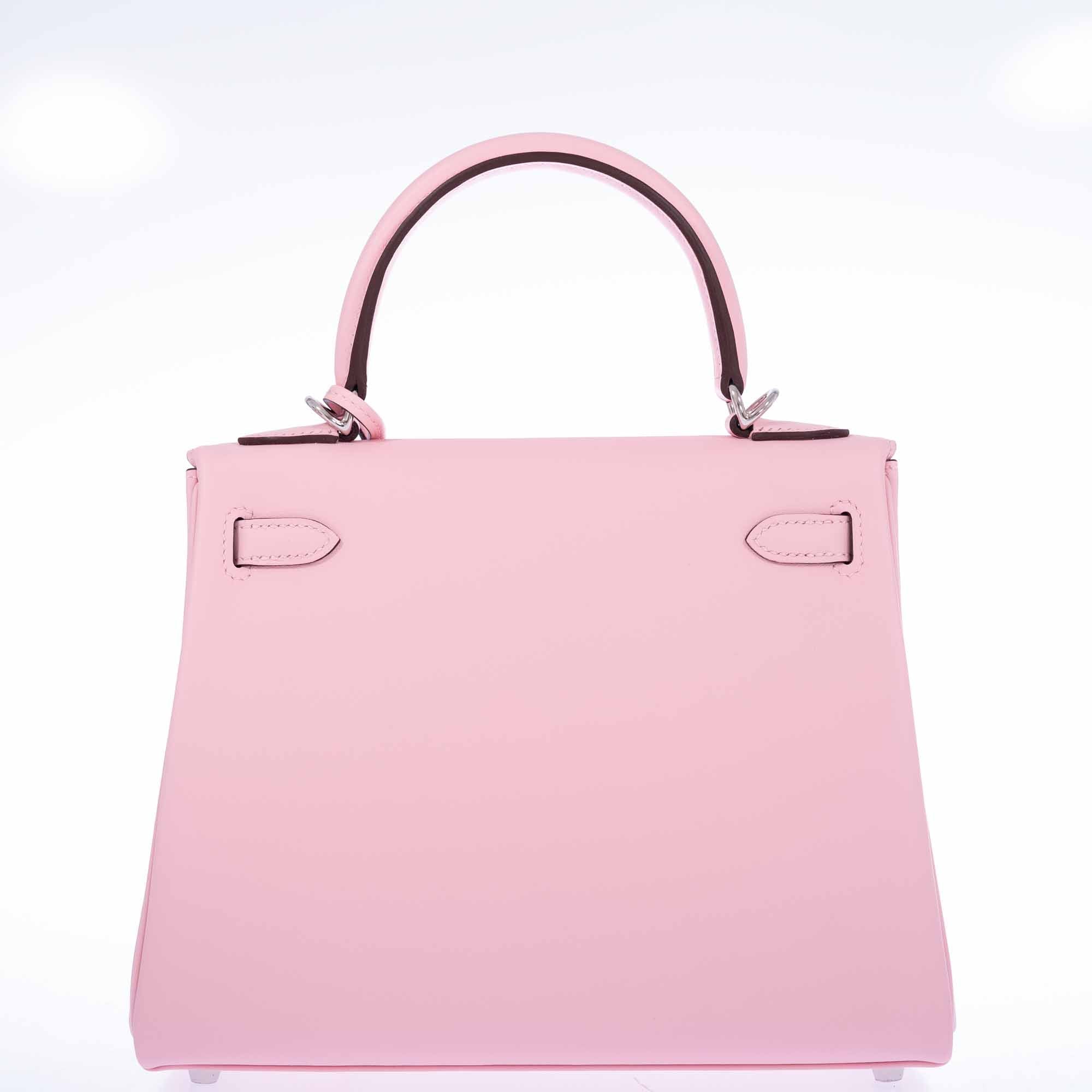 Hermès Kelly 25 Retourné Rose Sakura Swift Palladium Hardware