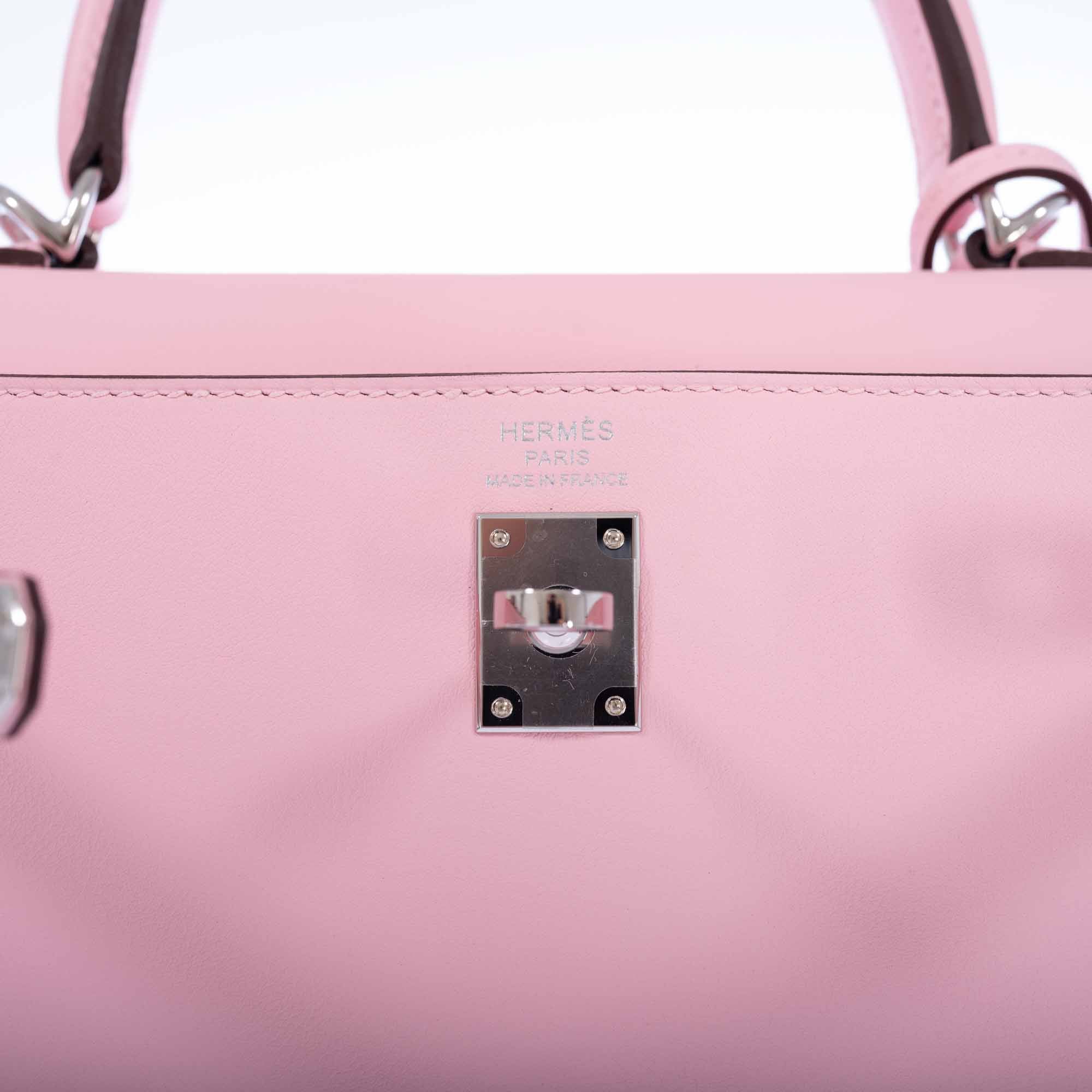 Hermès Kelly 25 Retourné Rose Sakura Swift Palladium Hardware