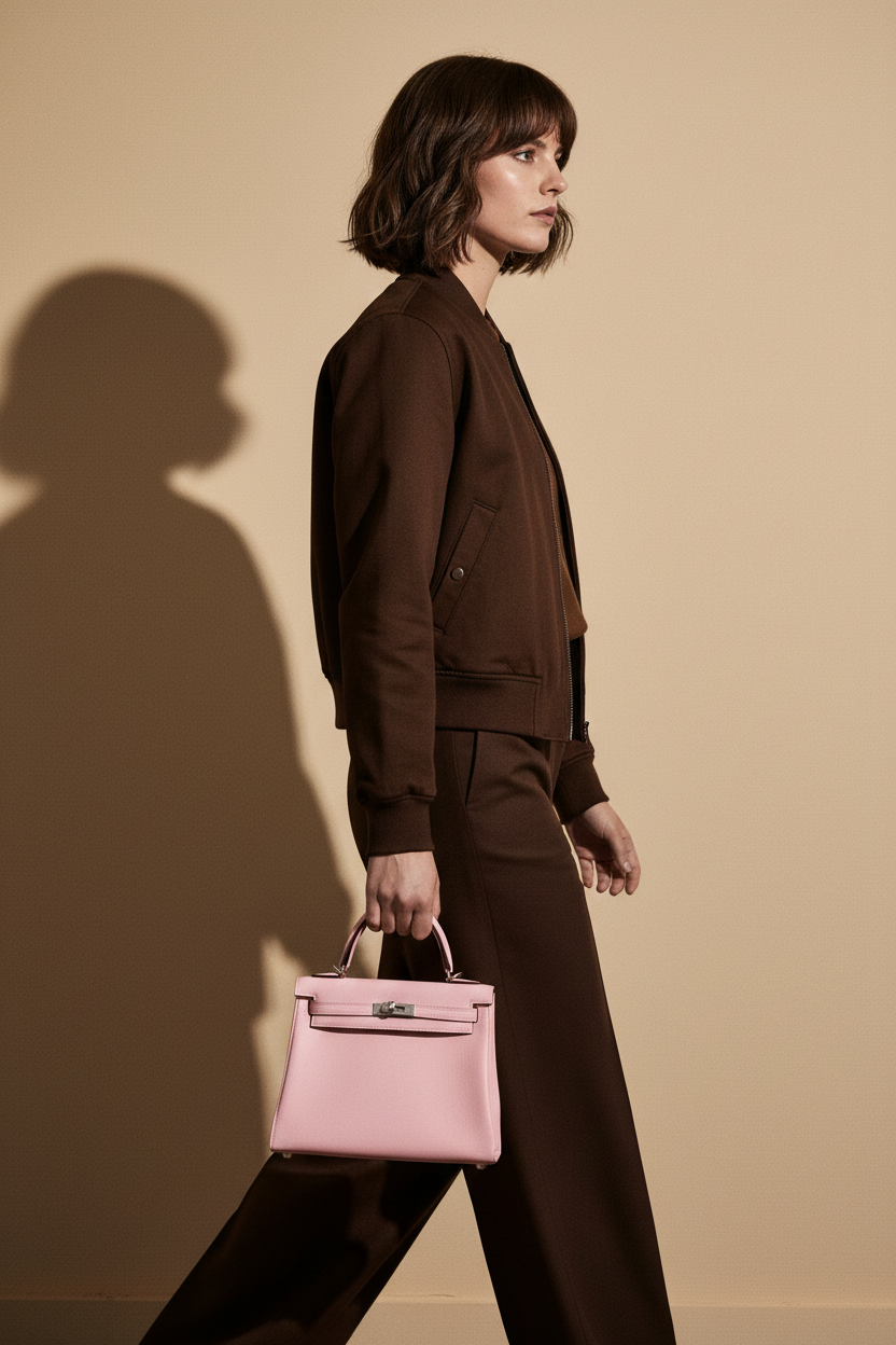 Hermès Kelly 25 Retourné Rose Sakura Swift Palladium Hardware