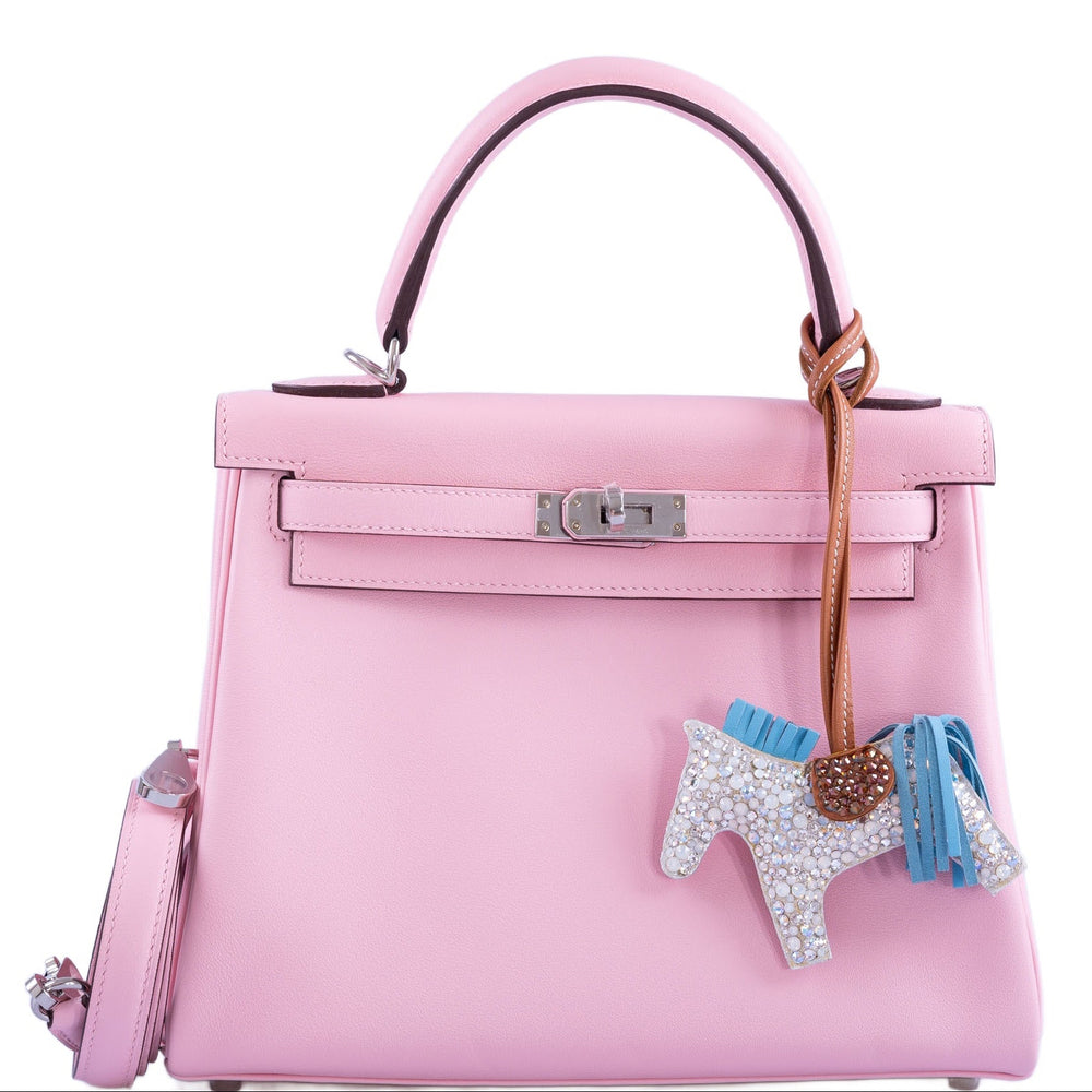 Hermès Kelly 25 Retourné Rose Sakura Swift Palladium Hardware