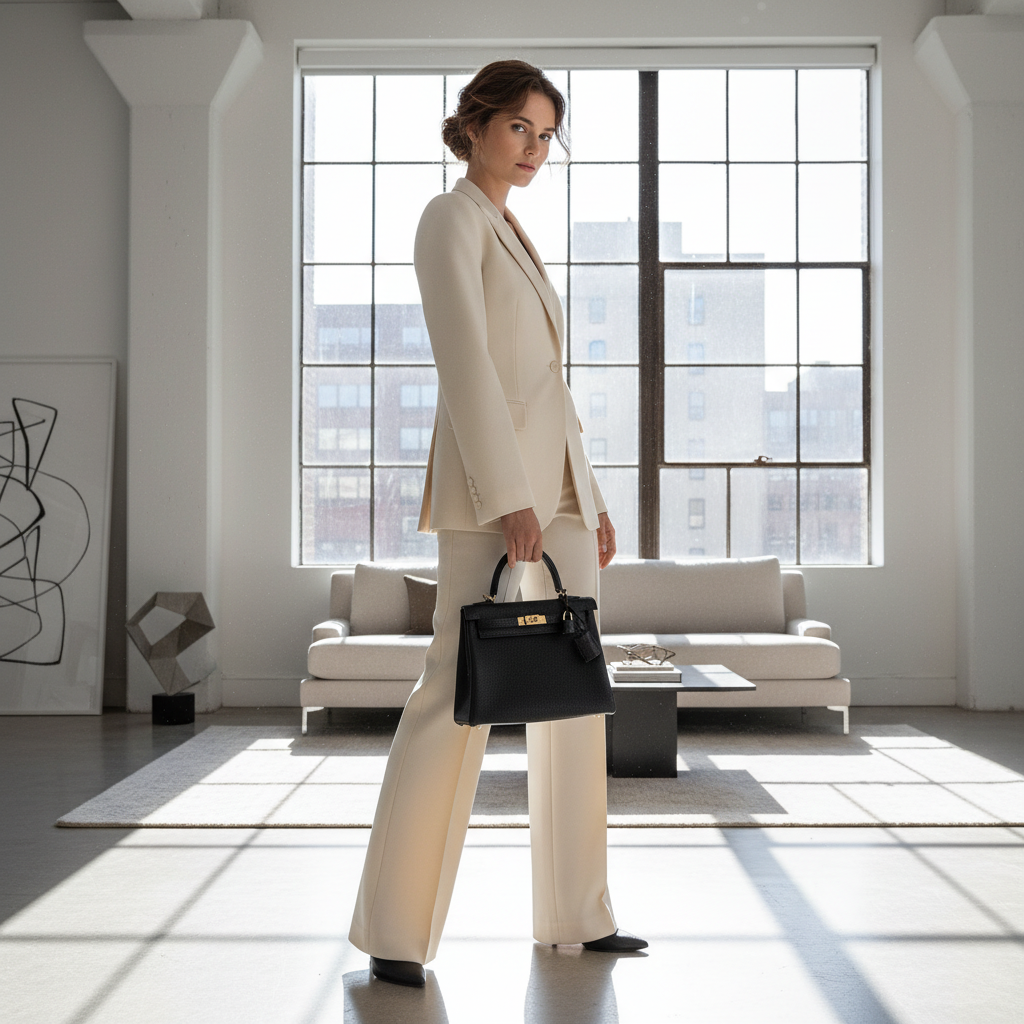 Hermès Kelly 25 Retourne Touch Black Lizard & Togo with Gold Hardware