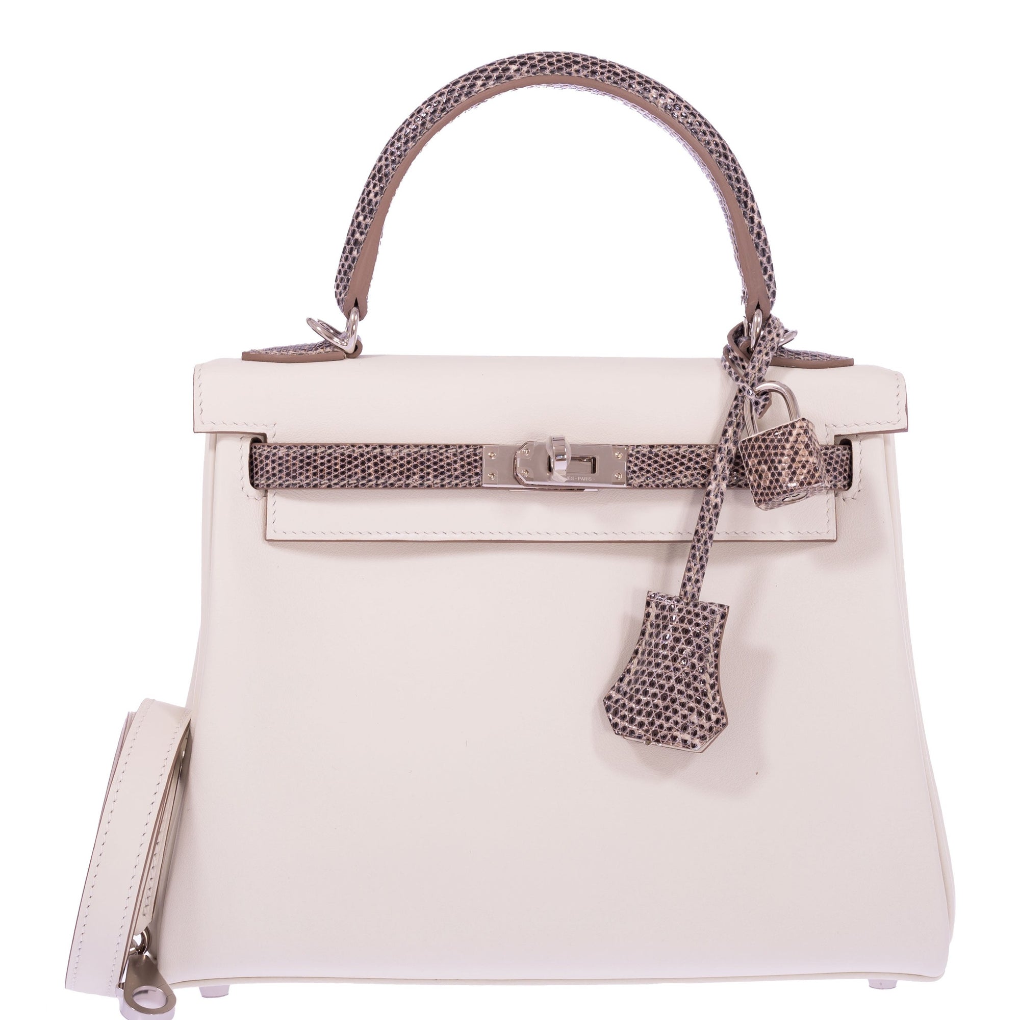 Hermès Kelly 25 Retourne Touch Mushroom Swift and Ombré Salvatore Lizard Palladium Hardware