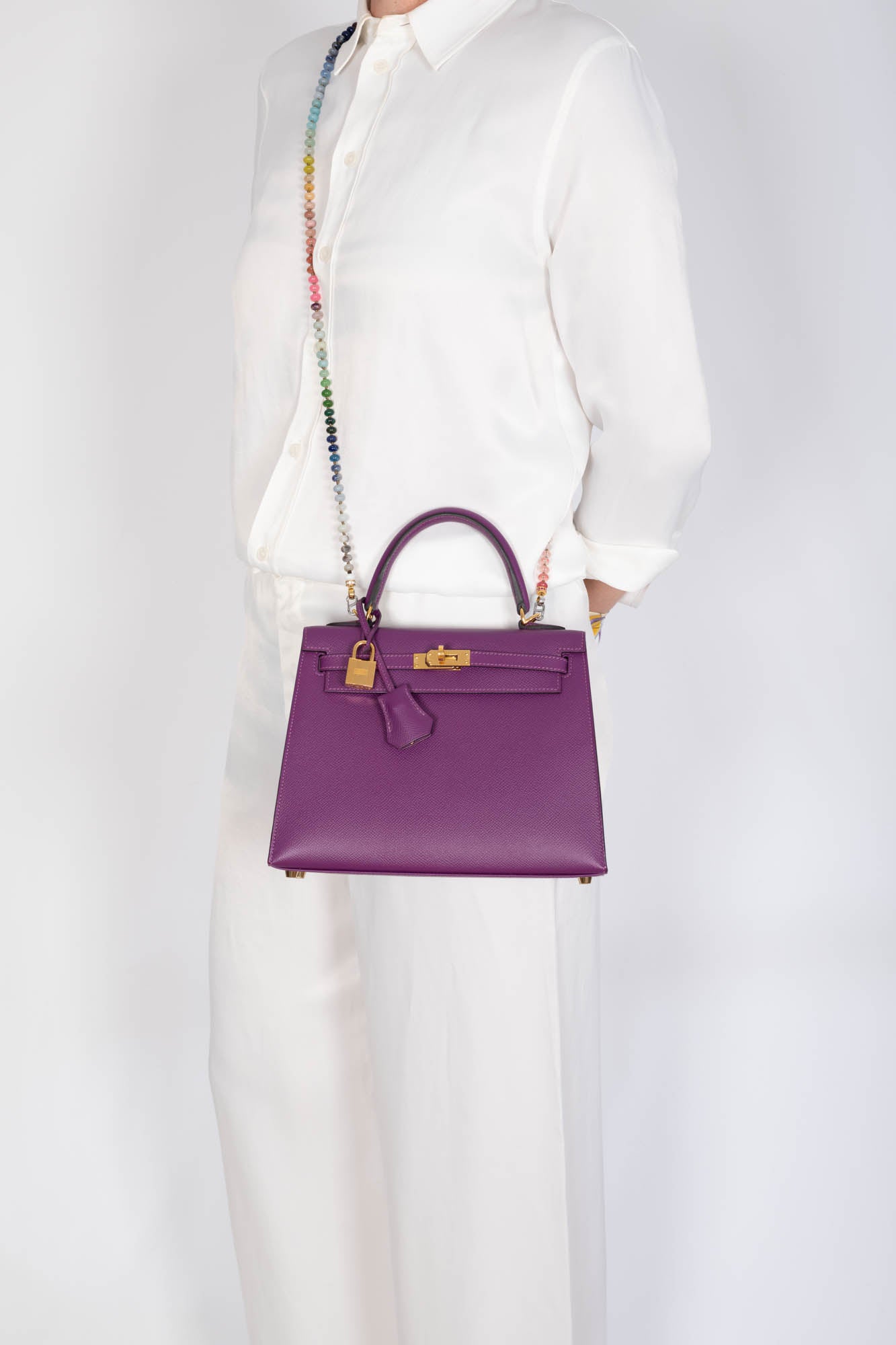 Hermès Kelly 25 Sellier Anemone Epsom Gold Hardware