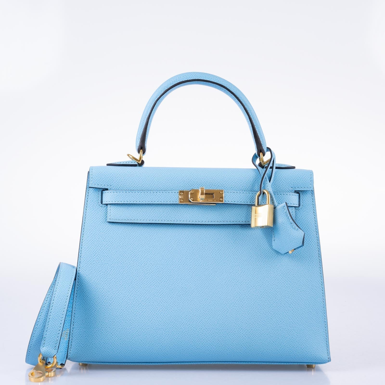 Hermès Kelly 25 Sellier Bleu Céleste Epsom Gold Hardware