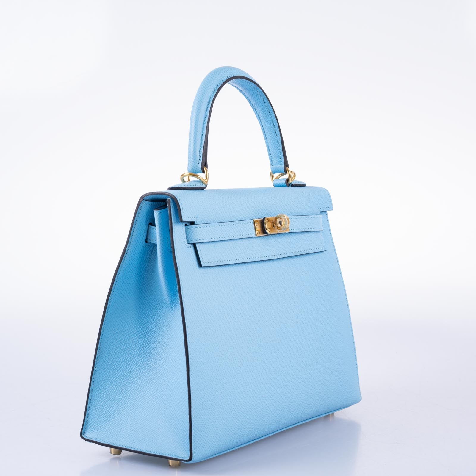 Hermès Kelly 25 Sellier Bleu Céleste Epsom Gold Hardware