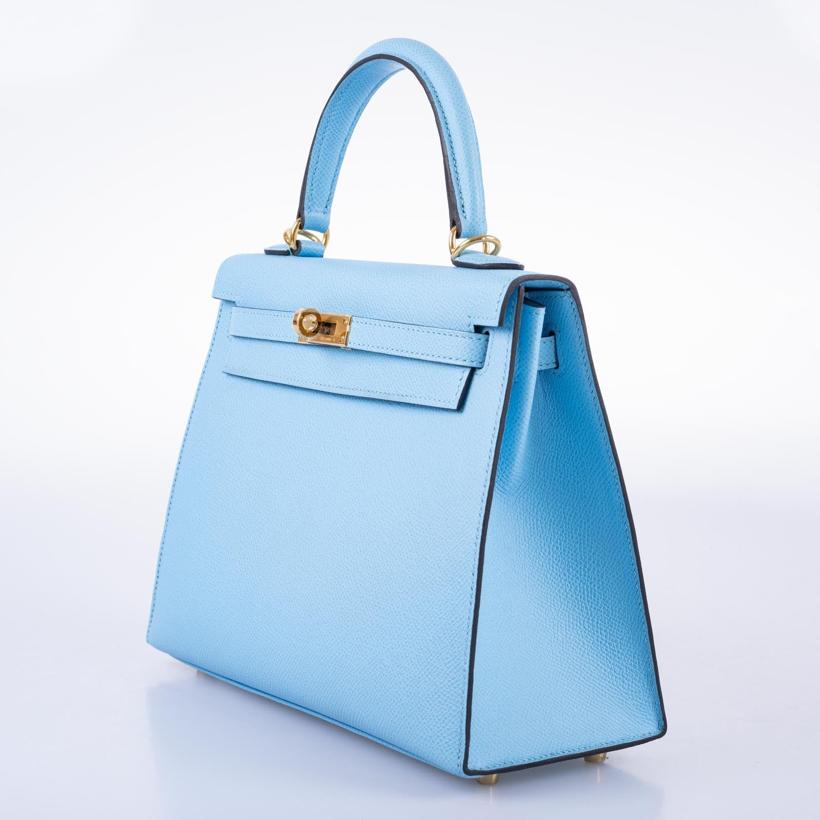 Hermès Kelly 25 Sellier Bleu Céleste Epsom Gold Hardware