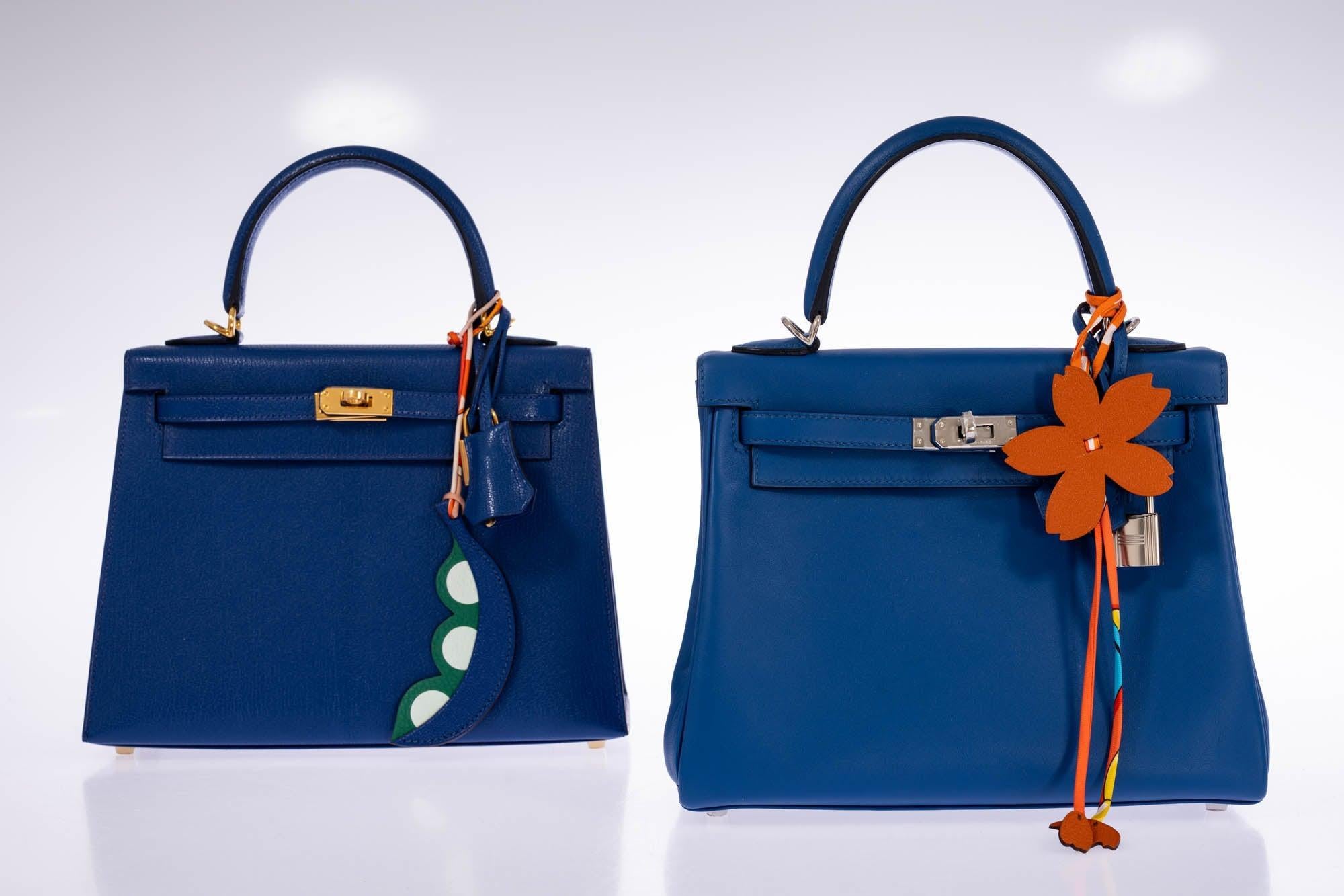 Hermès Kelly 25 Sellier Bleu Saphir Chèvre Mysore Gold Hardware