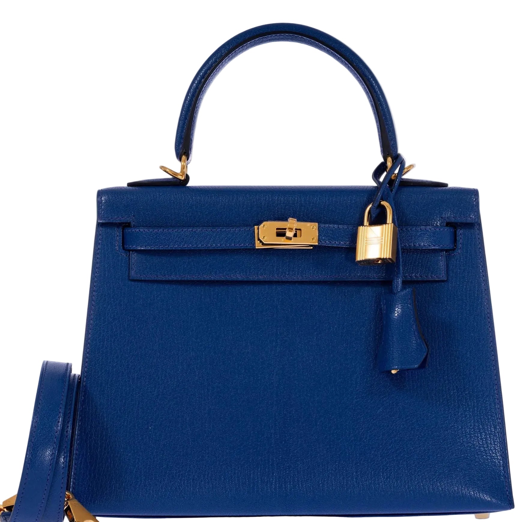 Hermès Kelly 25 Sellier Bleu Saphir Chèvre Mysore Gold Hardware