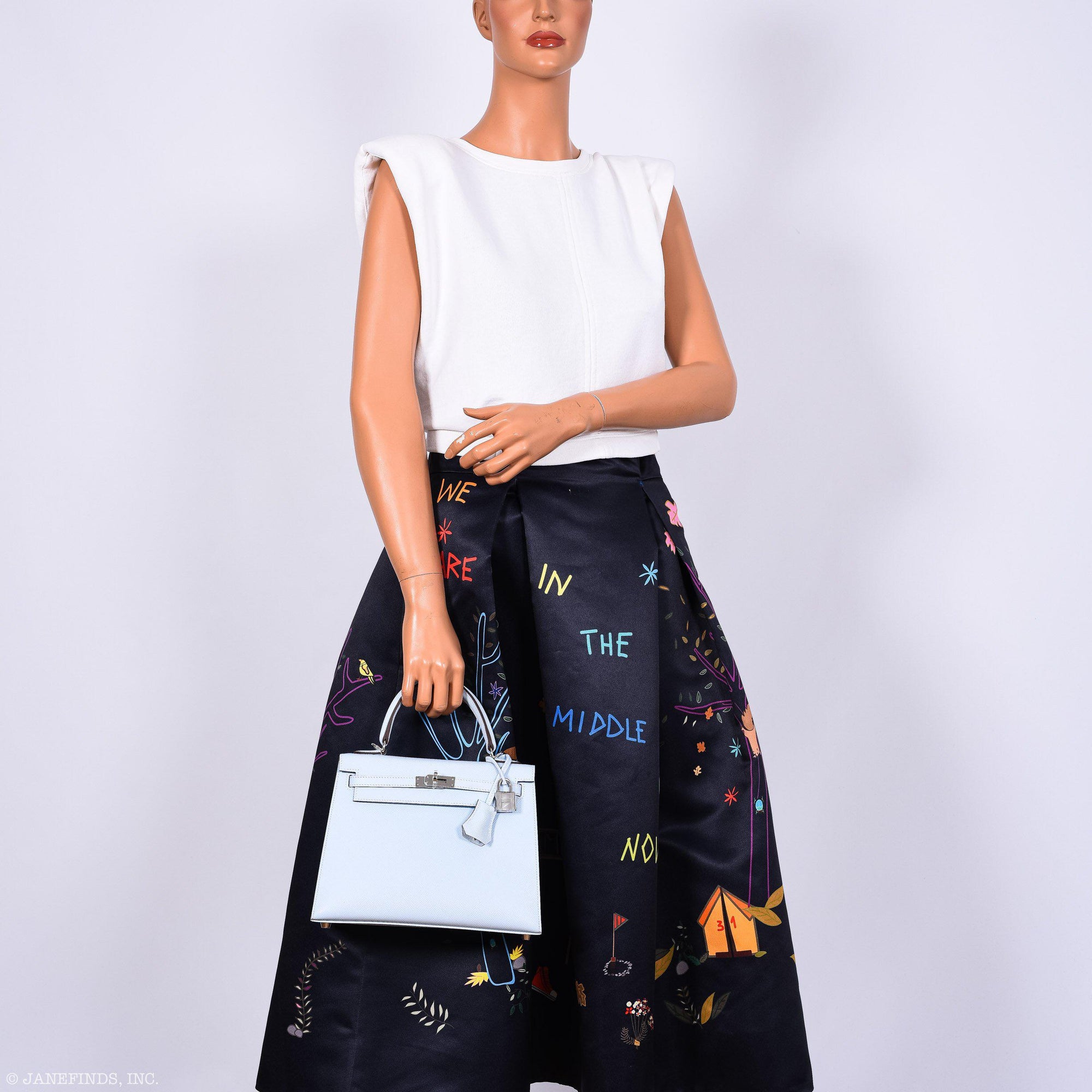 Hermès Kelly 25 Sellier Blue Brume Epsom Palladium Hardware