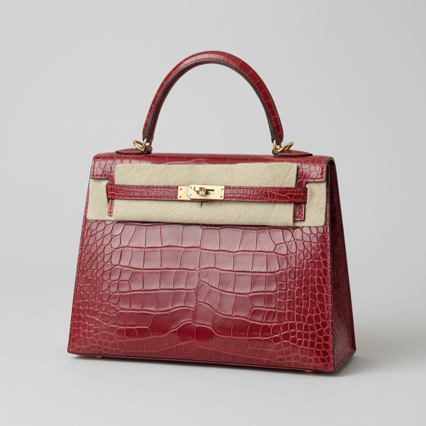 Hermès Kelly 25 Sellier Braise Shiny Alligator Gold Hardware