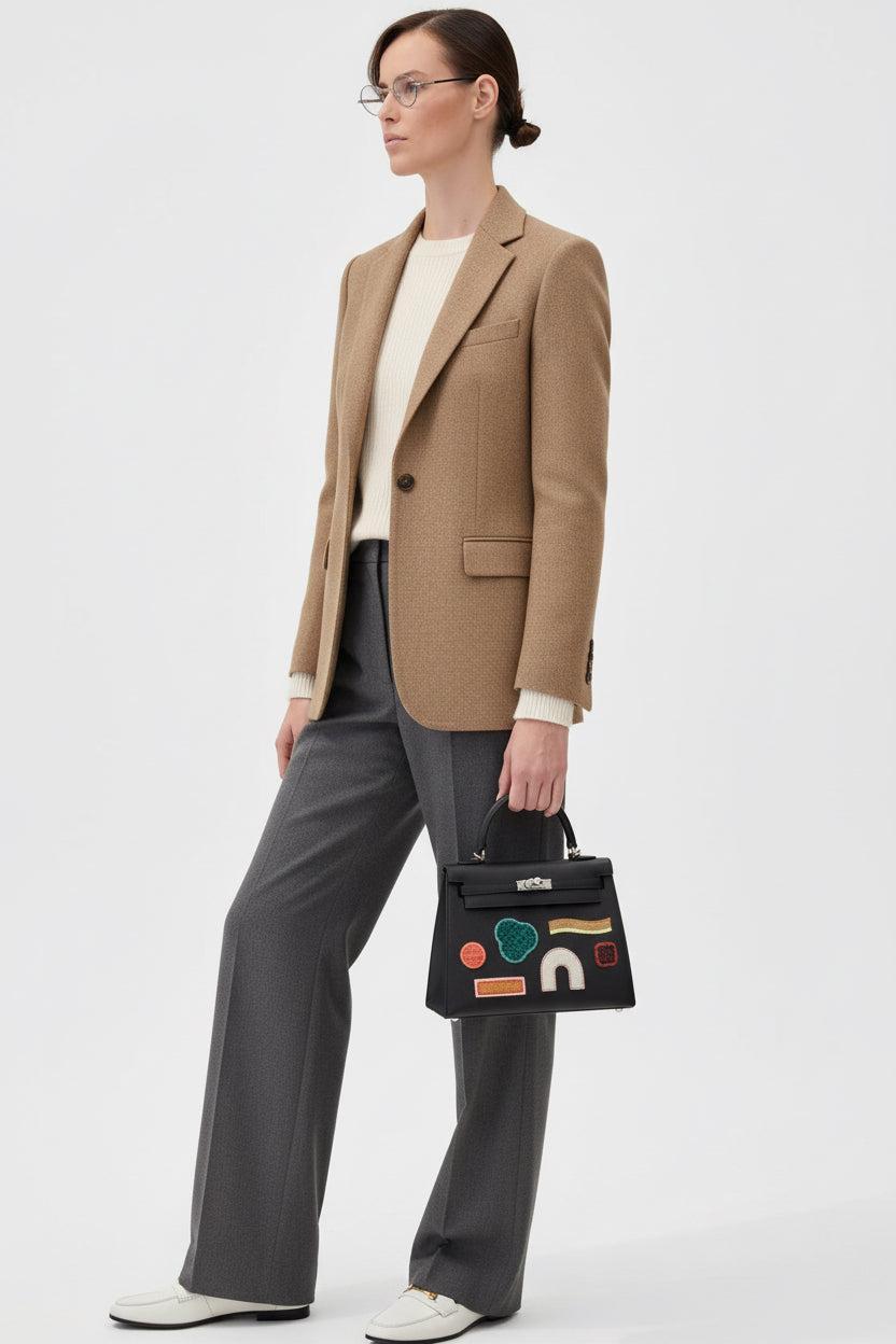 Hermès Kelly 25 Sellier Broderie Colla Noir Swift & Niloticus