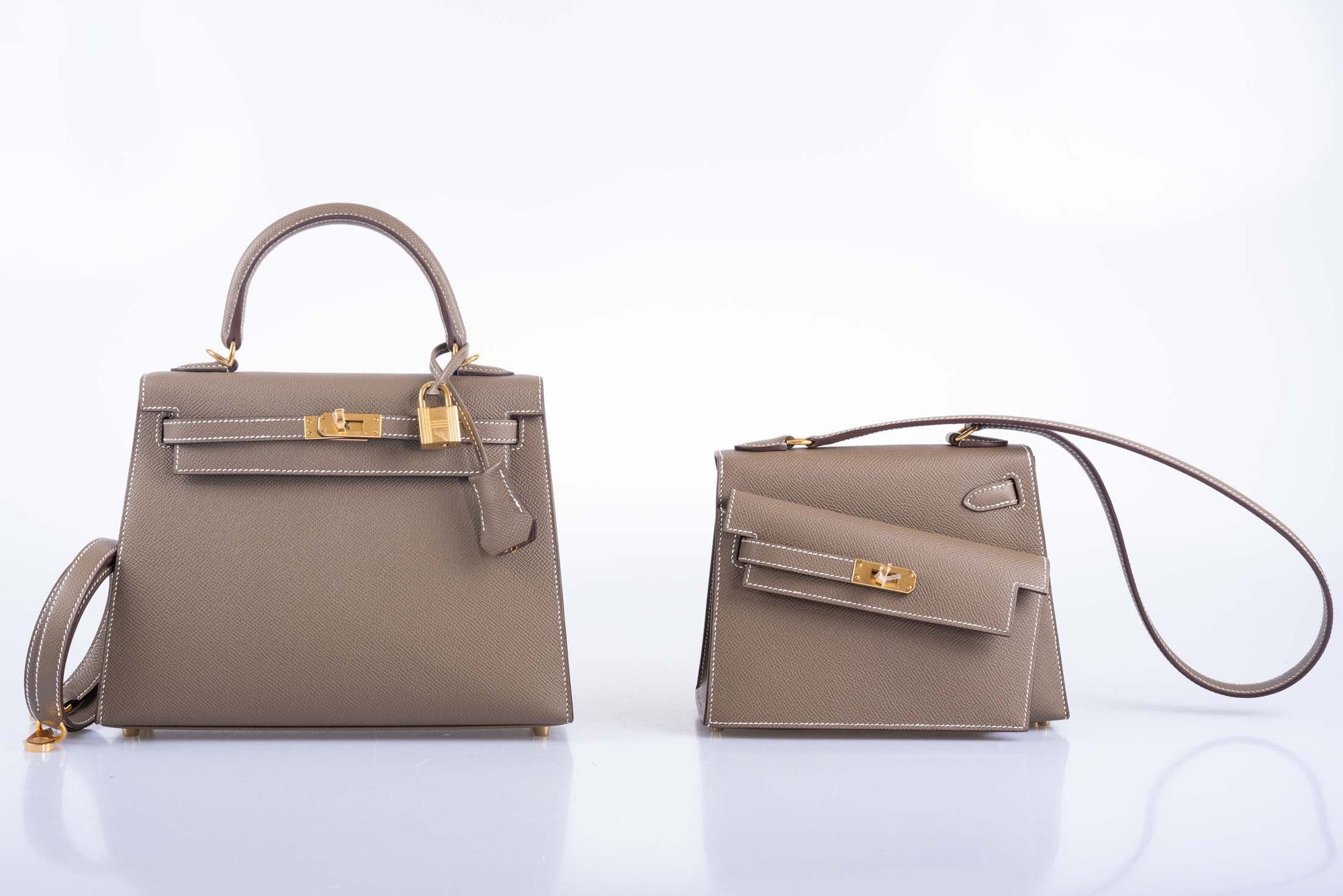 Hermès Kelly 25 Sellier Etoupe Epsom with Gold Hardware