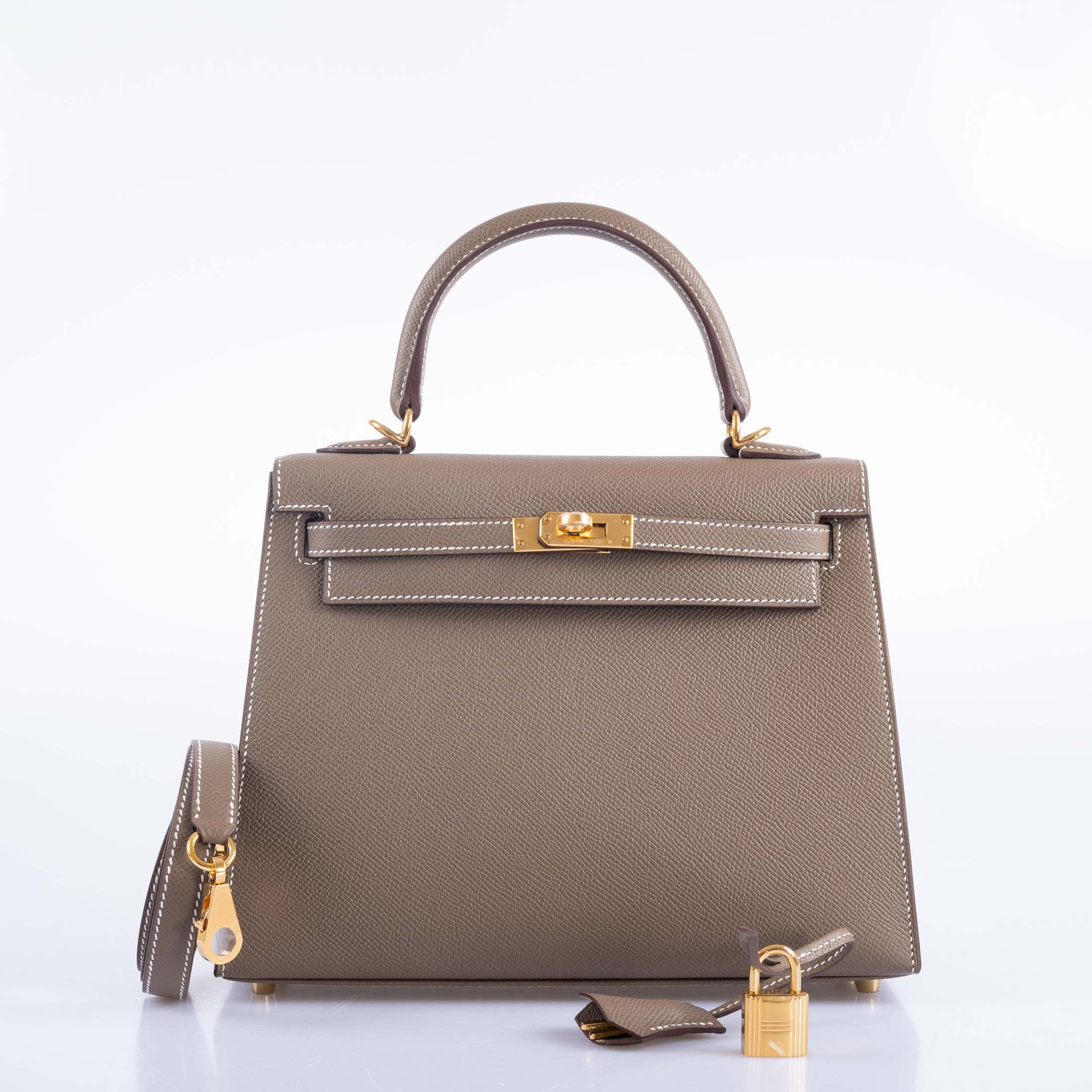 Hermès Kelly 25 Sellier Etoupe Epsom with Gold Hardware