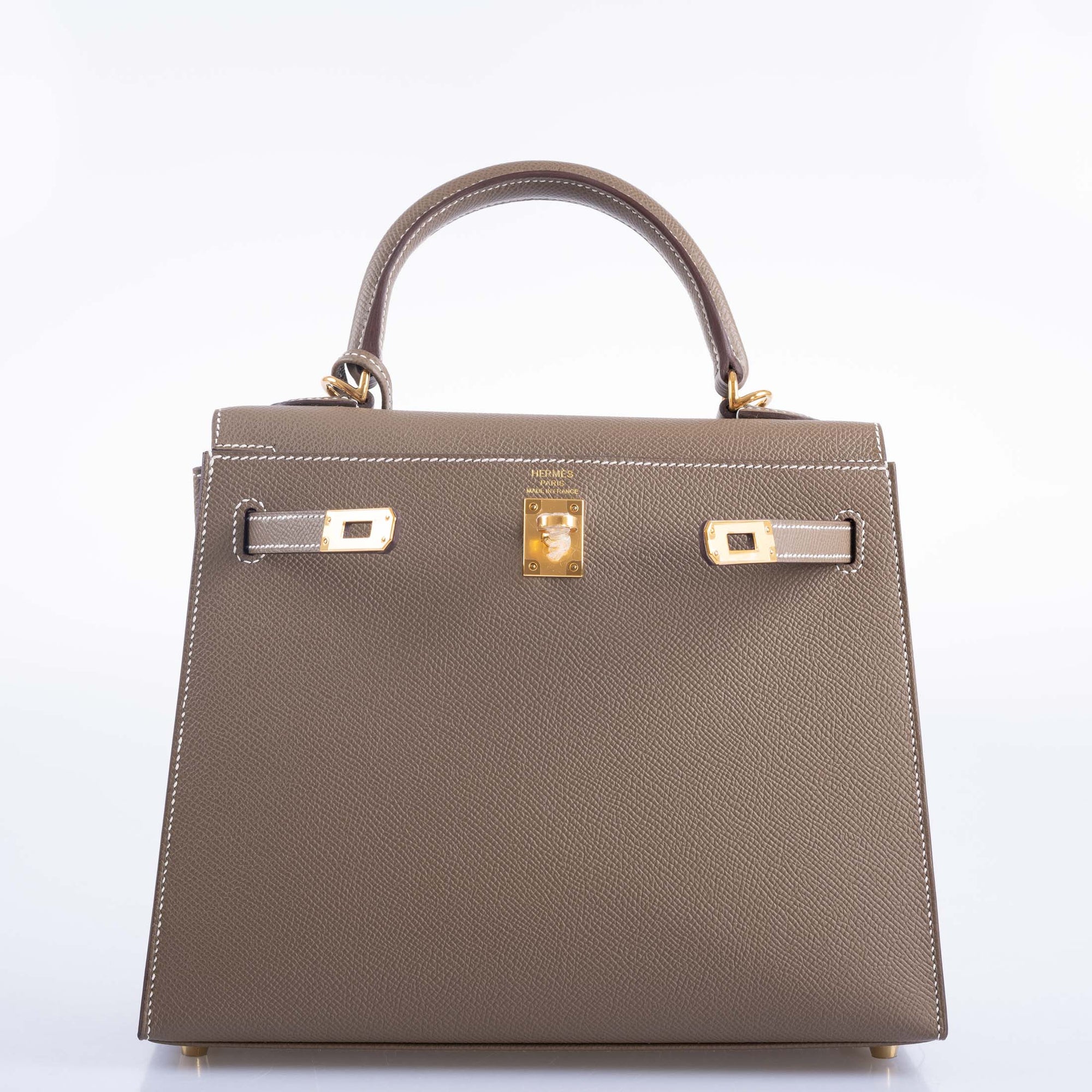 Hermès Kelly 25 Sellier Etoupe Epsom with Gold Hardware