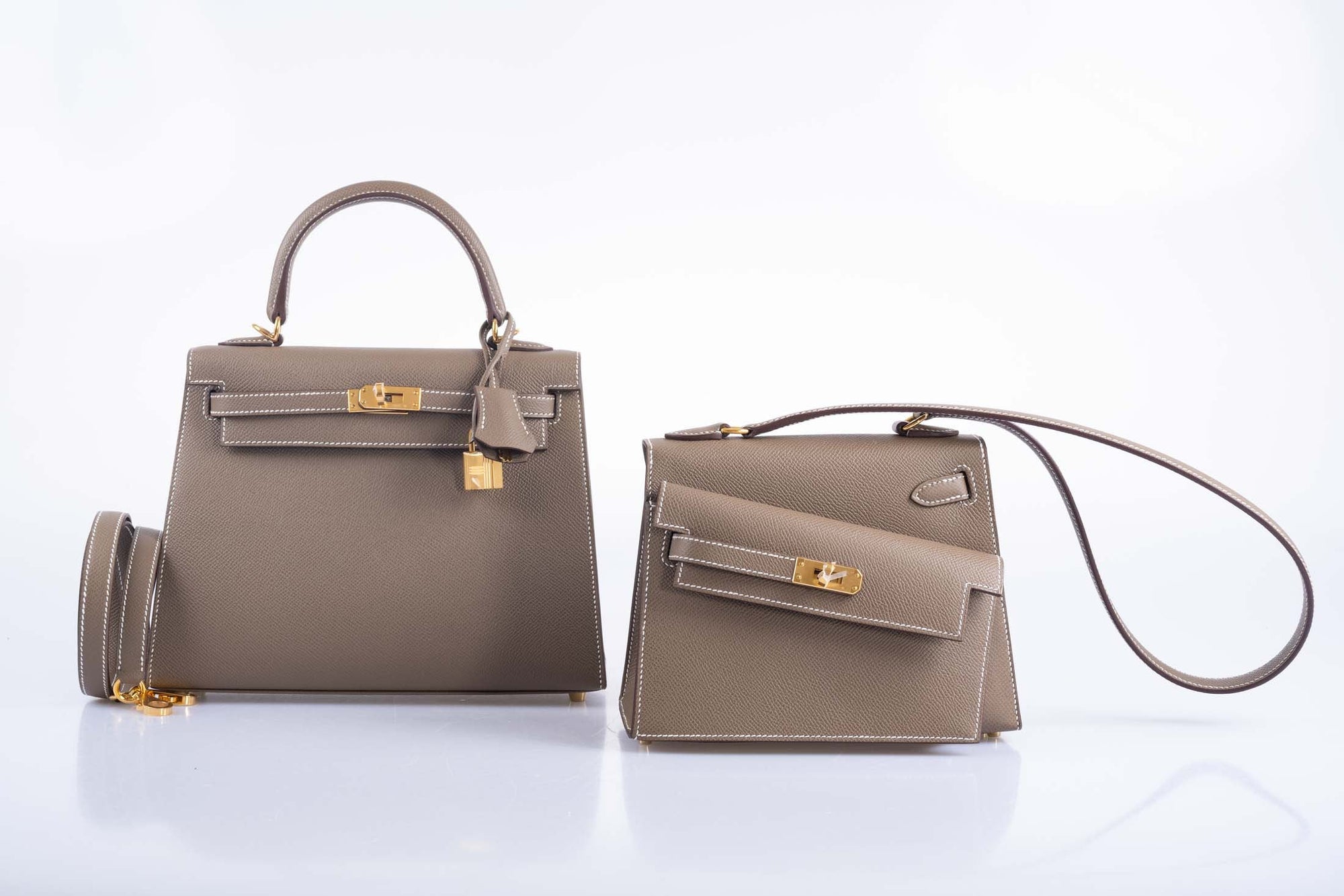 Hermès Kelly 25 Sellier Etoupe Epsom with Gold Hardware