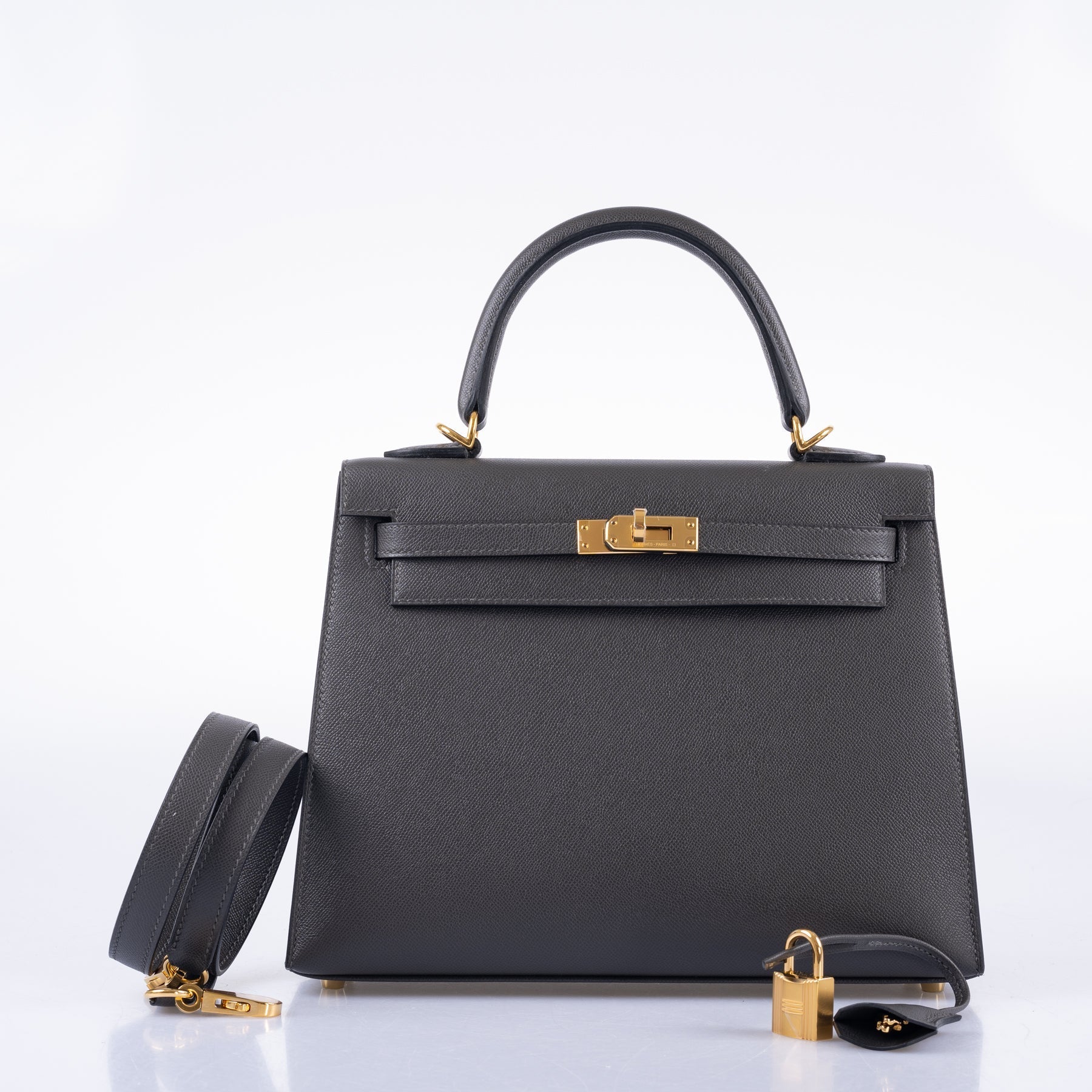 Hermès Kelly 25 Sellier Graphite Madame Palladium Hardware