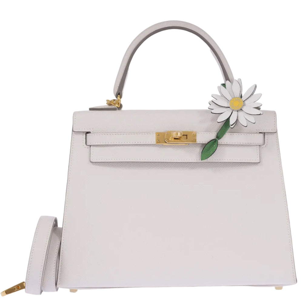 Hermès Kelly 25 Sellier Gris Pâle Epsom Gold Hardware