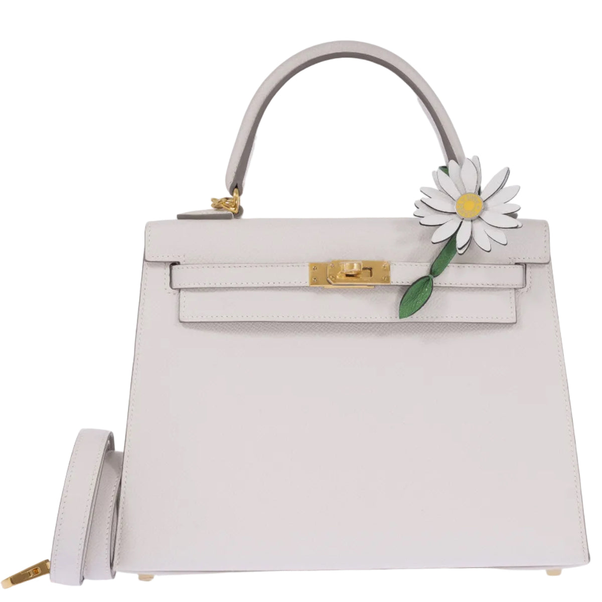 Hermès Kelly 25 Sellier Gris Pâle Epsom Gold Hardware