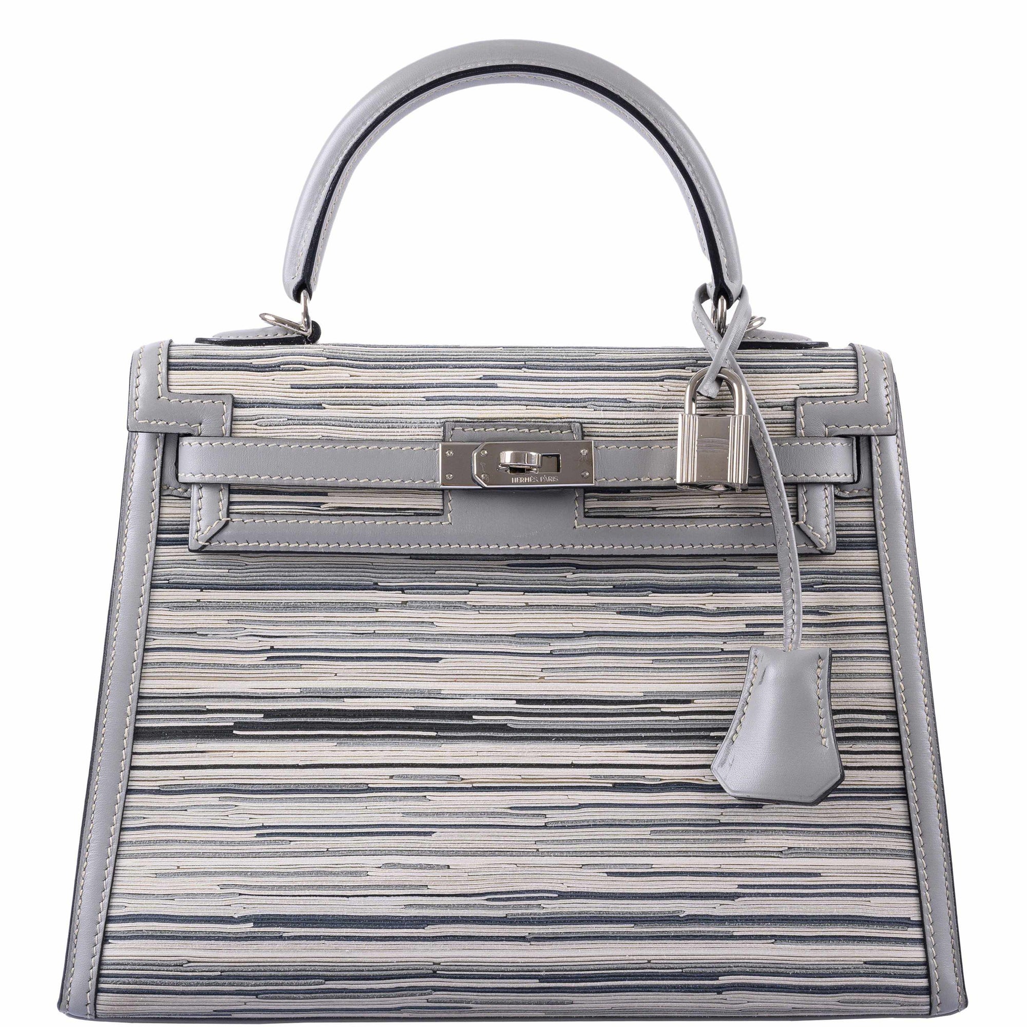 Hermès Kelly Sellier 25 Vibrato & Gris Tourterelle Box Calf Palladium Hardware