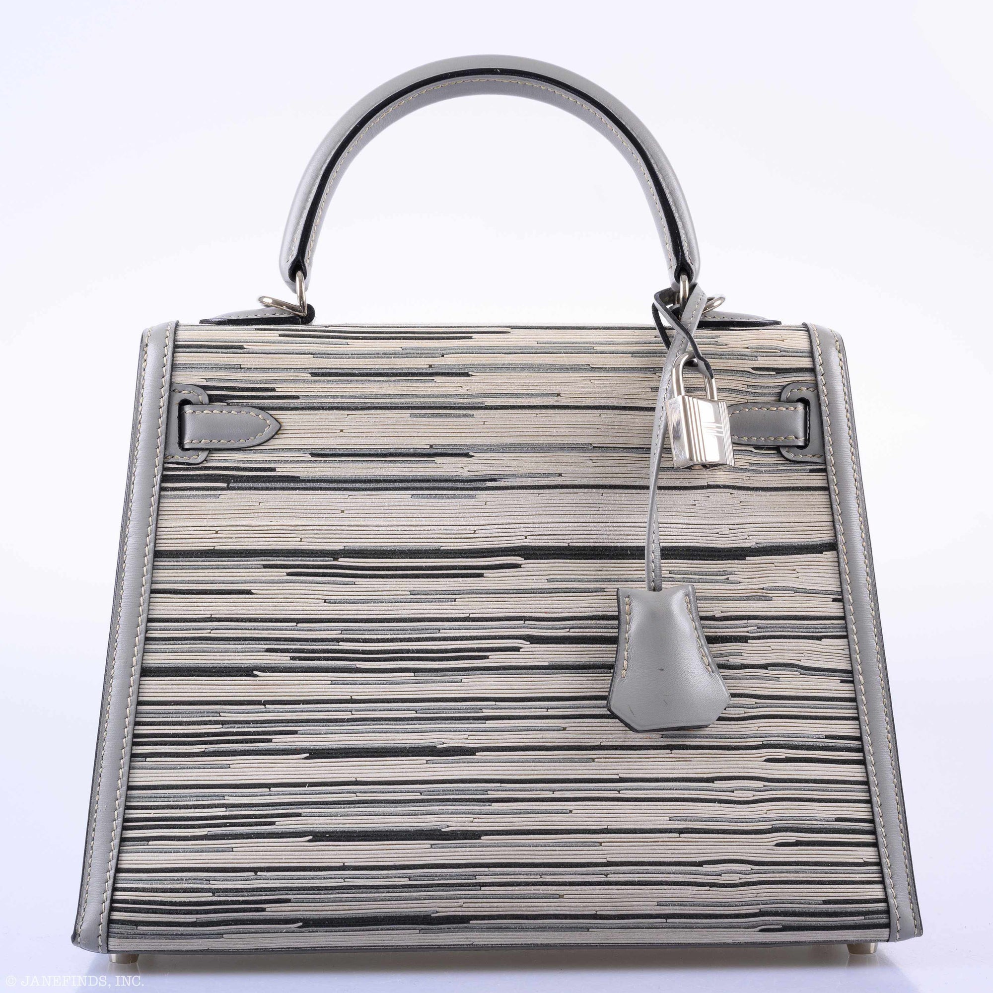 Hermès Kelly Sellier 25 Vibrato & Gris Tourterelle Box Calf Palladium Hardware