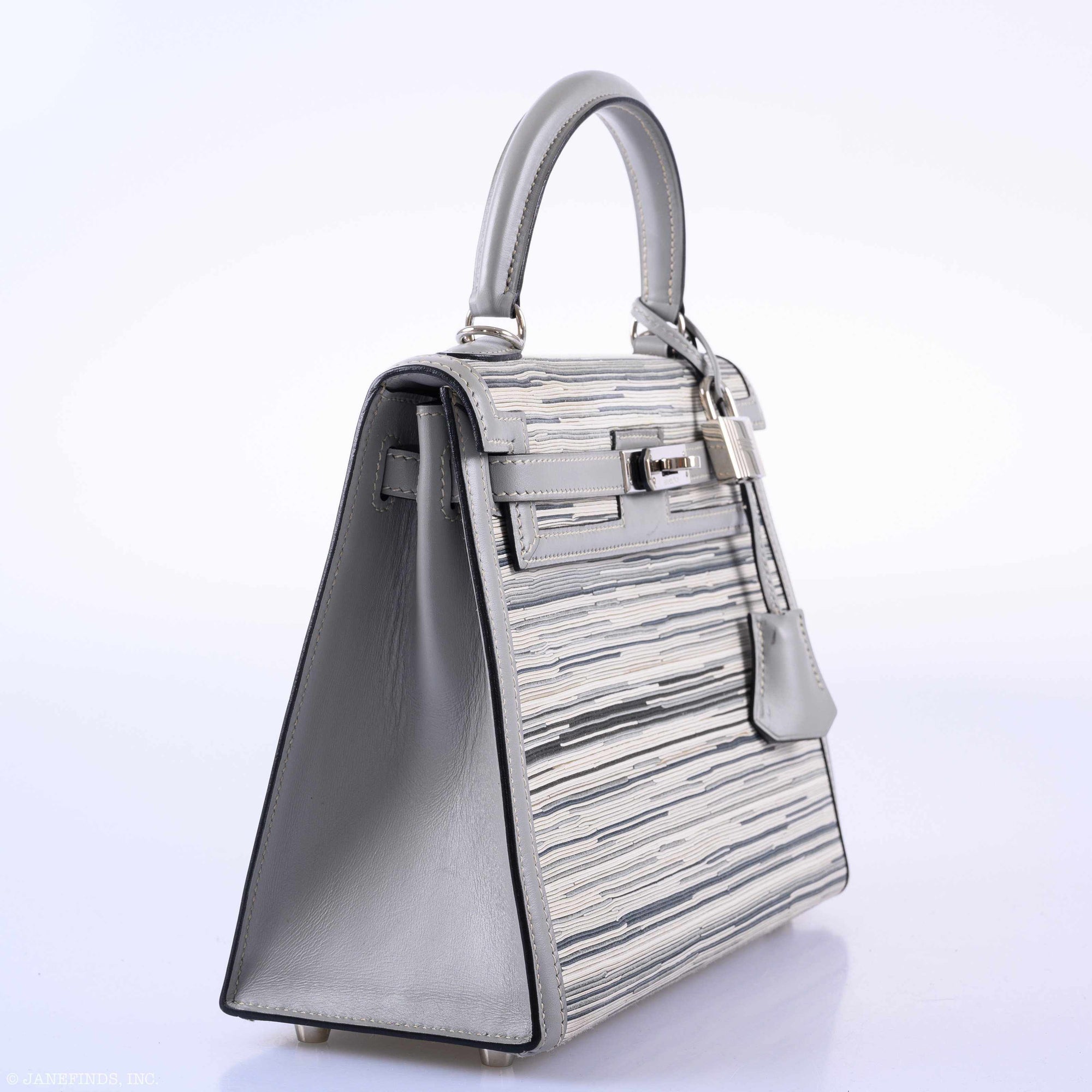 Hermès Kelly Sellier 25 Vibrato & Gris Tourterelle Box Calf Palladium Hardware