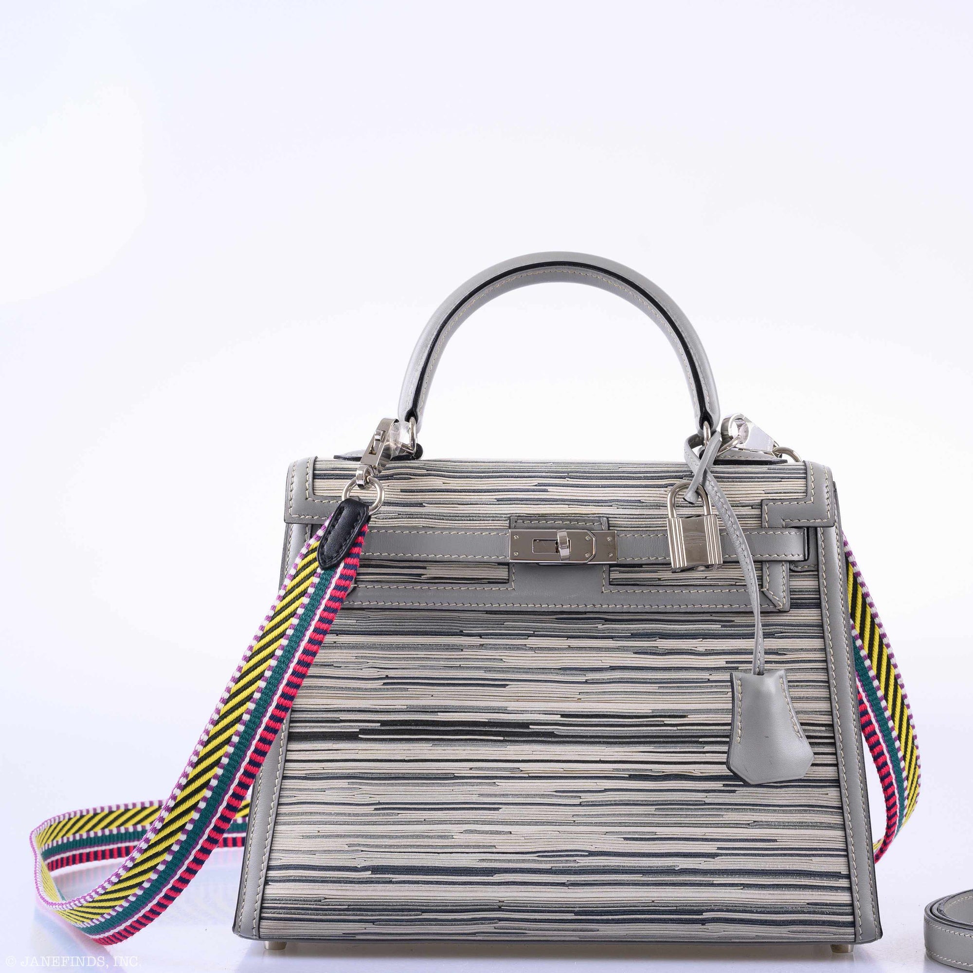 Hermès Kelly Sellier 25 Vibrato & Gris Tourterelle Box Calf Palladium Hardware