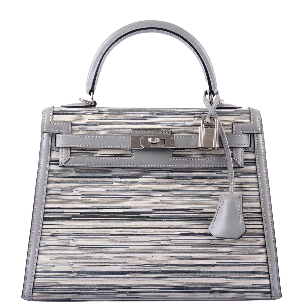 Hermès Kelly Sellier 25 Vibrato & Gris Tourterelle Box Calf Palladium Hardware