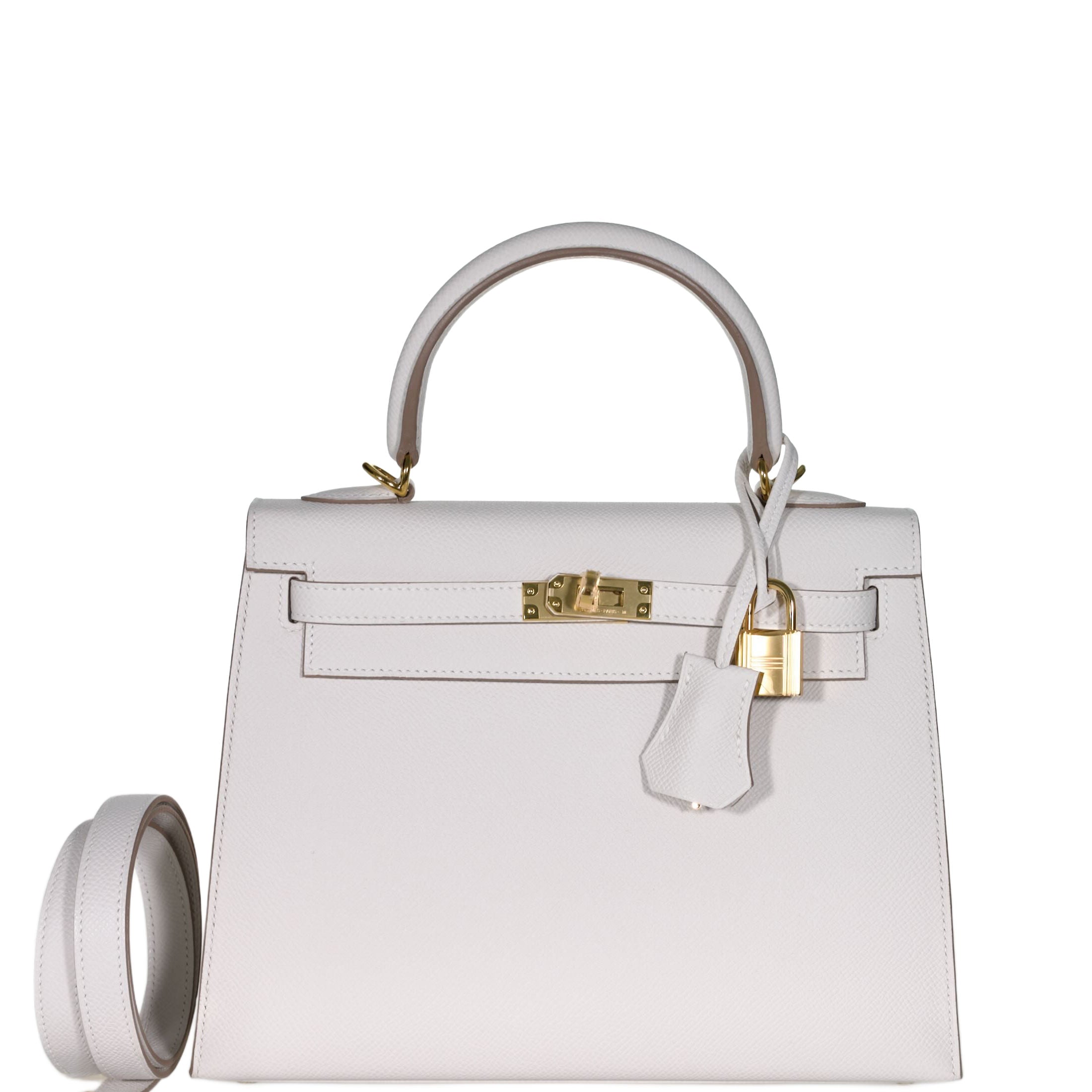 Hermès Kelly 25 Sellier Gris Pale Epsom Gold Hardware