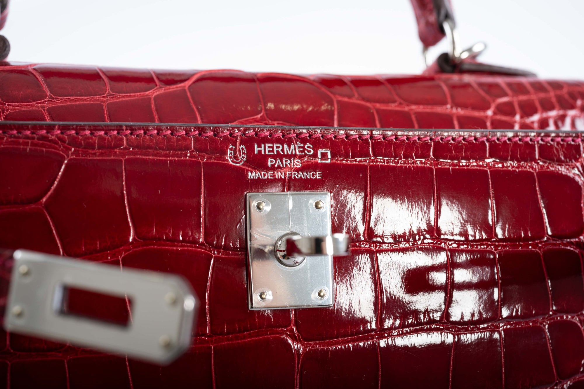 Hermès Kelly 25 Sellier HSS Braise and Rose Shocking Shiny Alligator Palladium Hardware