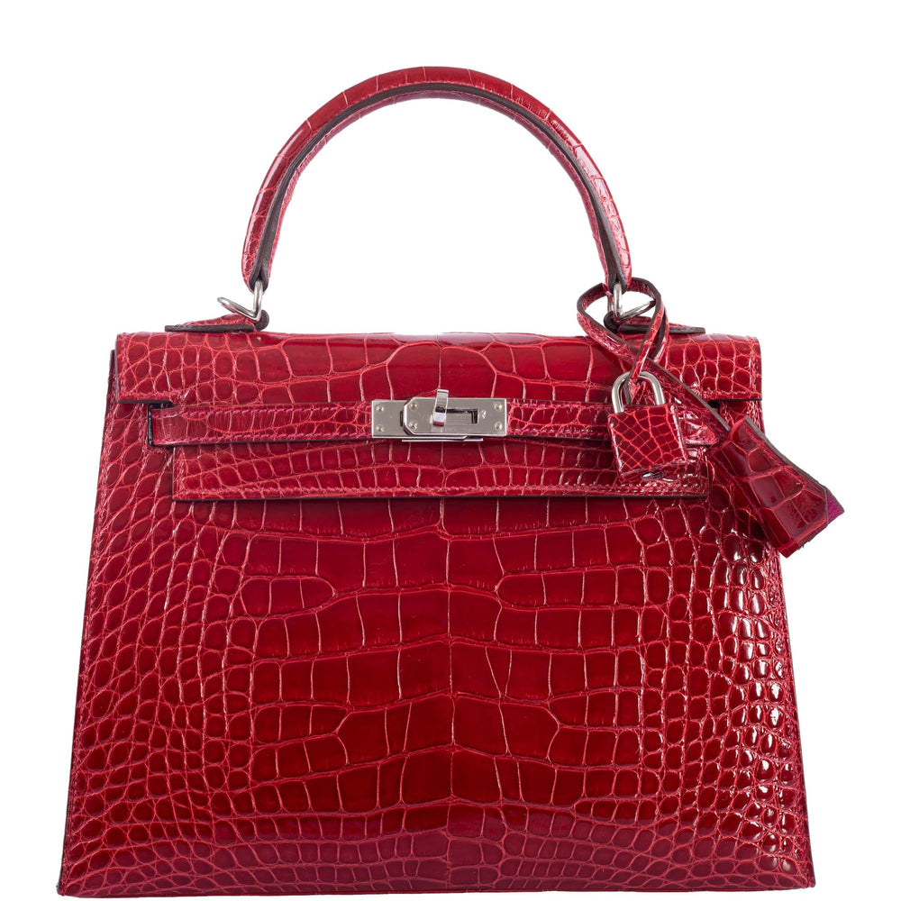 Hermès Kelly 25 Sellier HSS Braise and Rose Shocking Shiny Alligator Palladium Hardware
