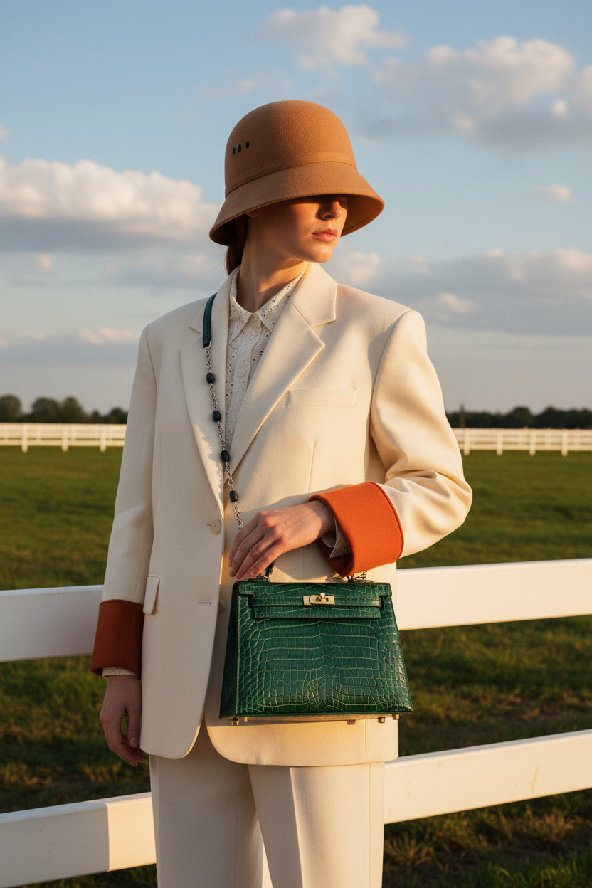 Hermès Kelly 25 Sellier HSS Vert Émeraude Shiny Niloticus Crocodile Bleu Marine Interior Brushed Gold Hardware
