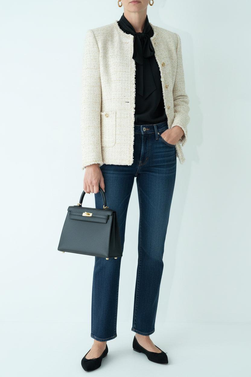 Hermès Kelly 25 Sellier Noir Epsom Gold Hardware