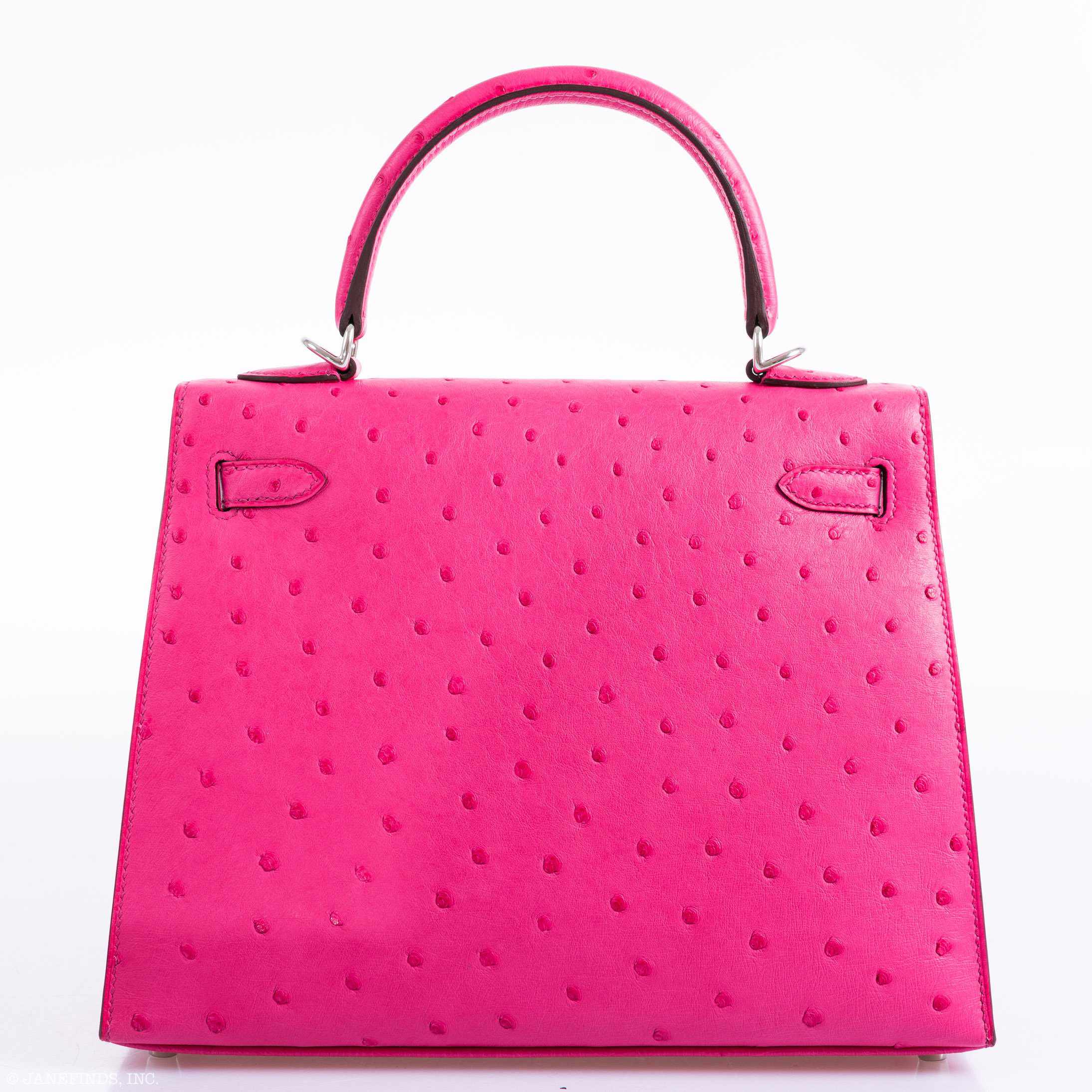 Hermès Kelly 25 Sellier Rose Tyrien Ostrich Palladium Hardware