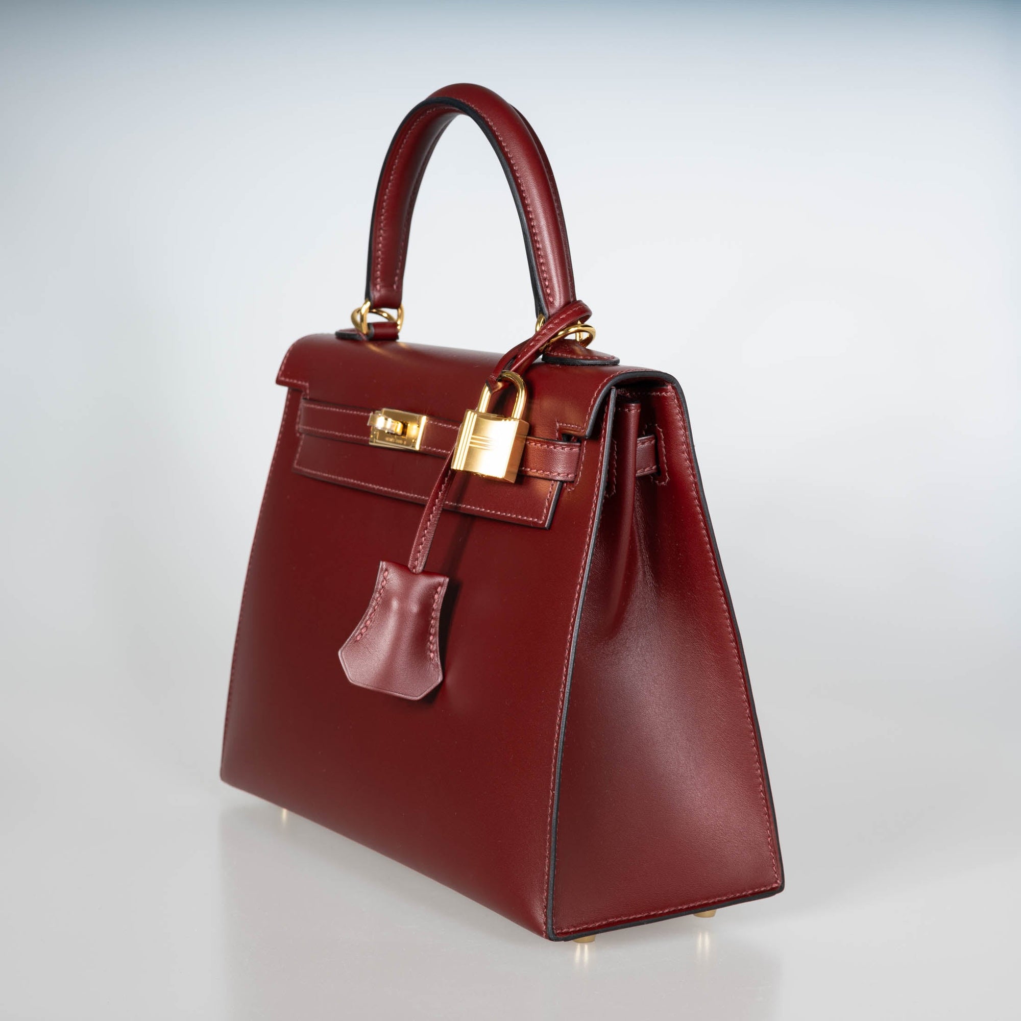Hermès Kelly 25 Sellier Rouge H Sombrero leather Gold Hardware