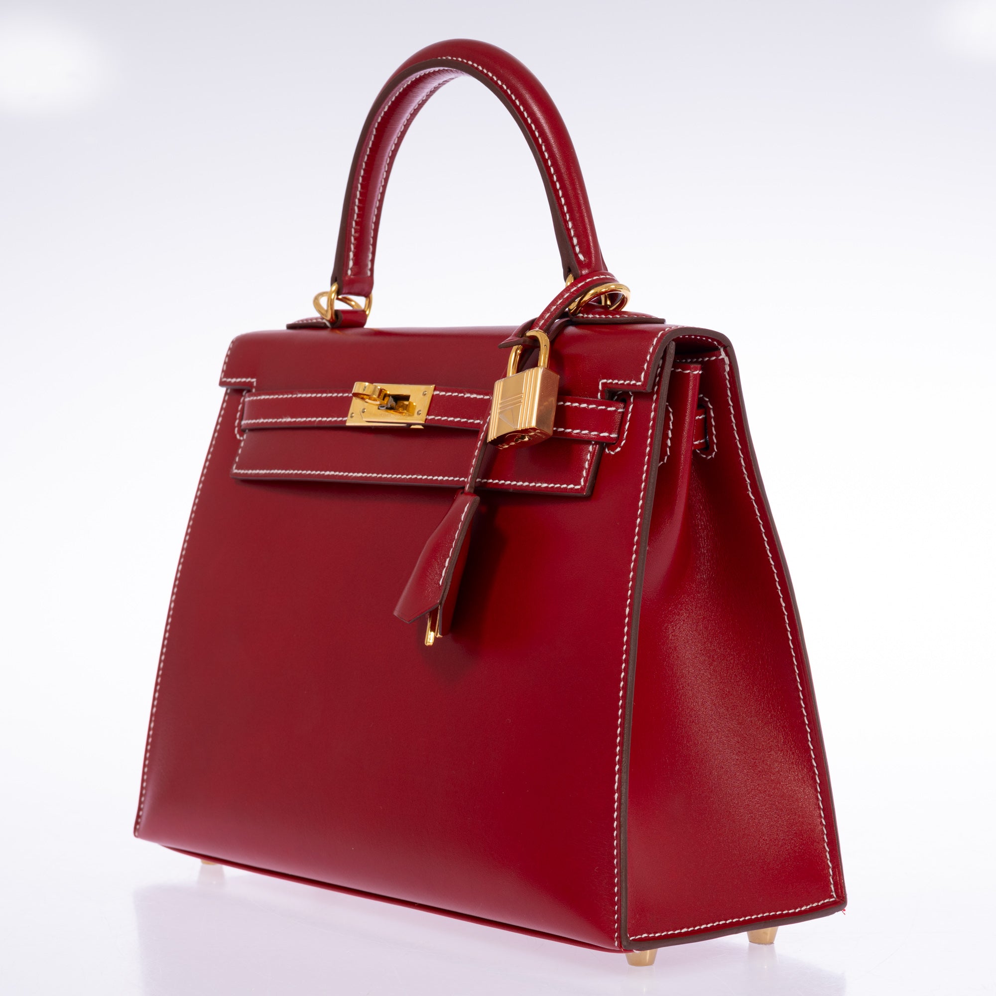 Hermès Kelly 25 Sellier Rouge Piment Box Calf Gold Hardware