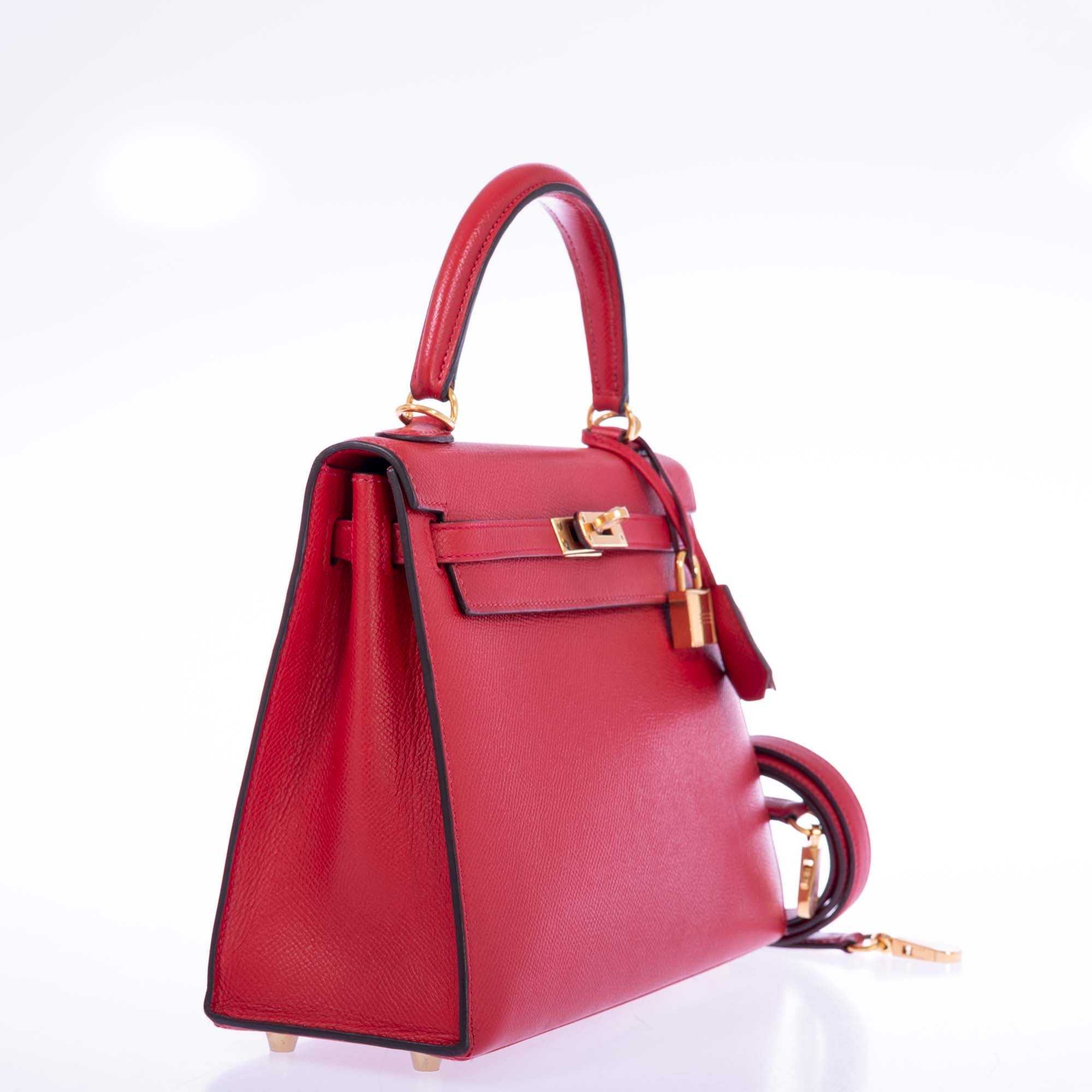 Hermès Kelly 25 Sellier Rouge Tomate Epsom Gold Hardware