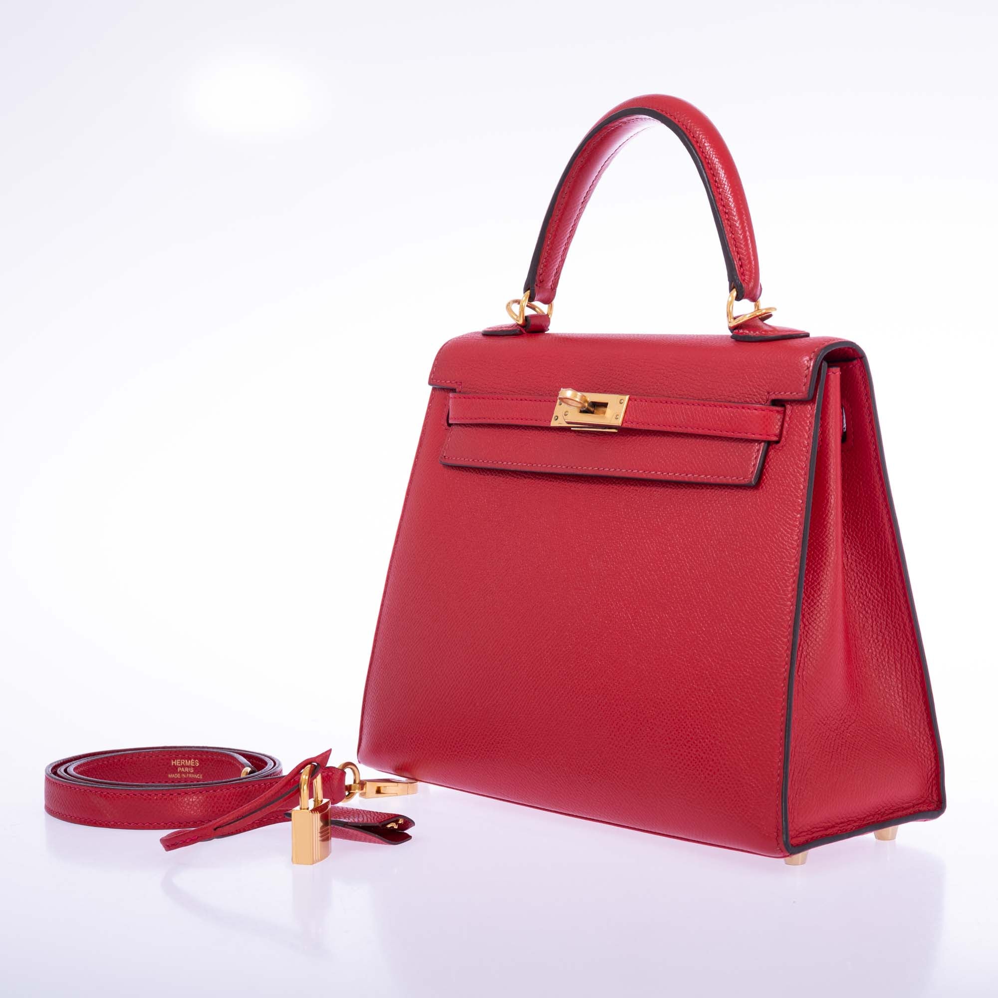 Hermès Kelly 25 Sellier Rouge Tomate Epsom Gold Hardware