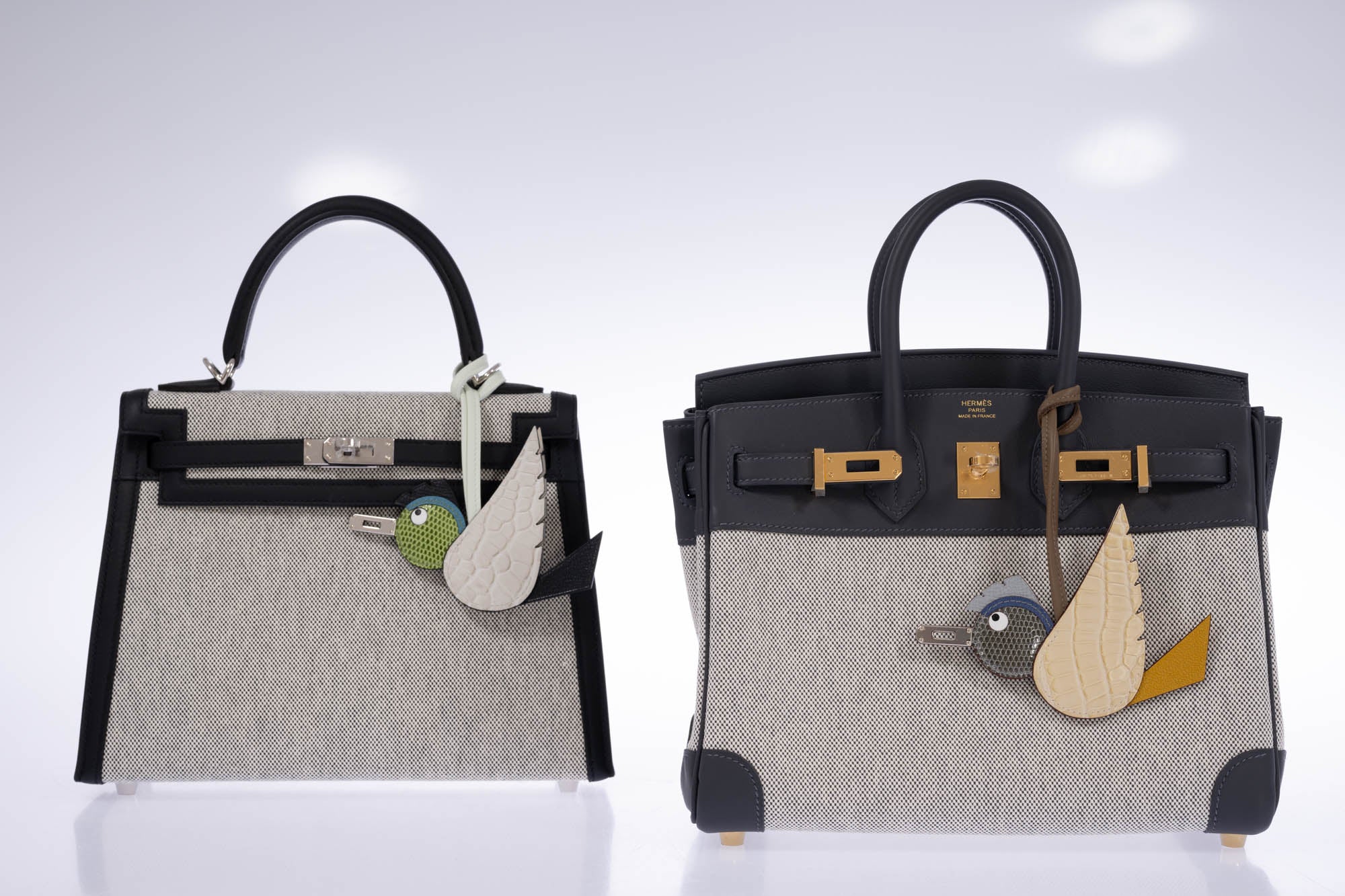 Hermès Kelly 25 Sellier Toile H Noir Swift Palladium Hardware