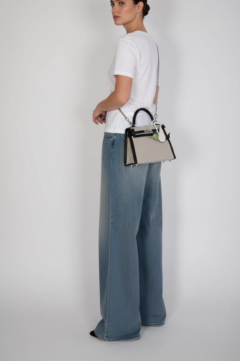 Hermès Kelly 25 Sellier Toile H Noir Swift Palladium Hardware